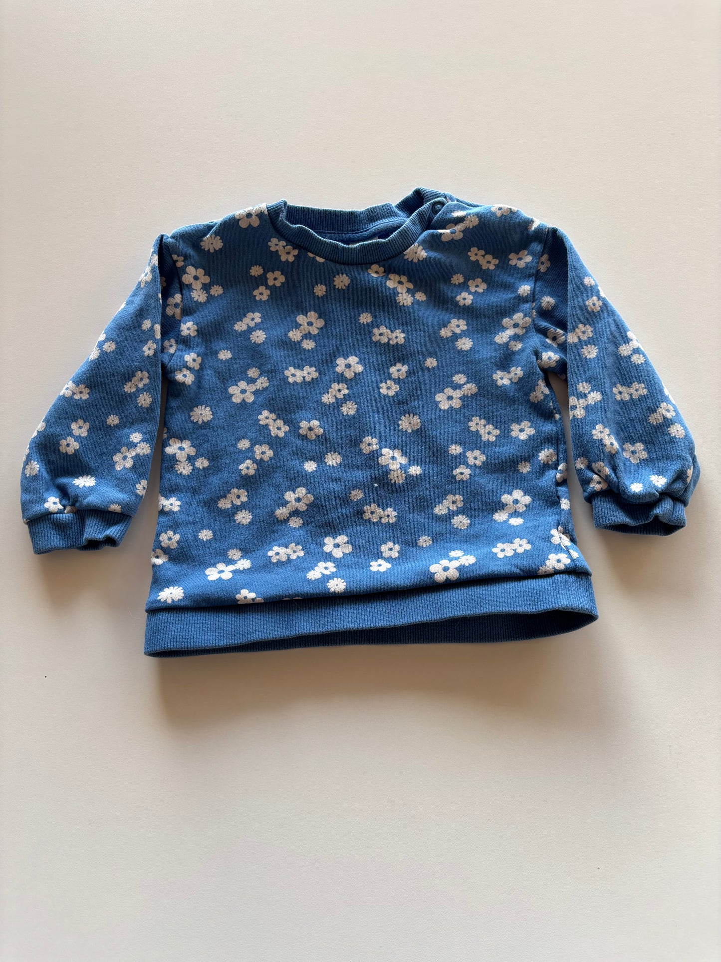 Blue Floral Crewneck Sweater