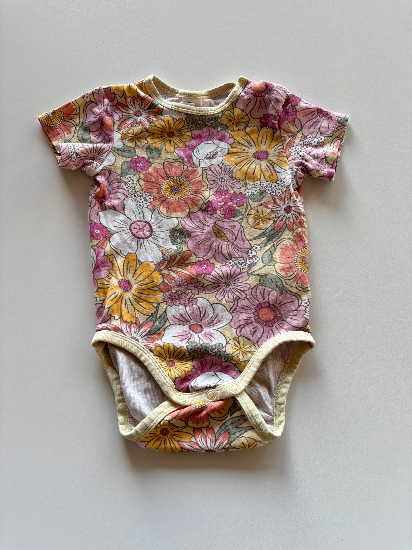 Yellow & Pink Floral Onesie