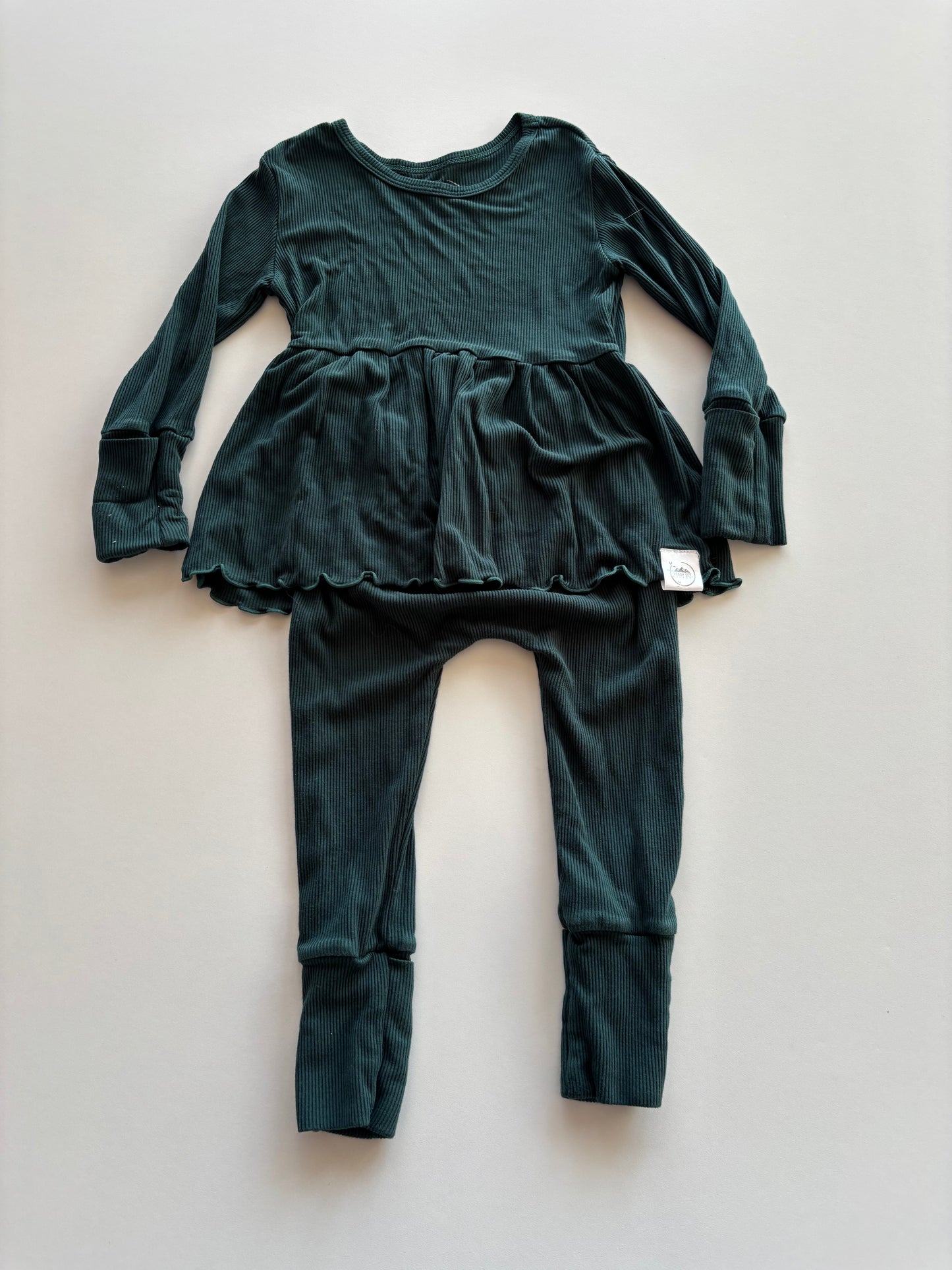 Ribbed Green Grow With Me Romper