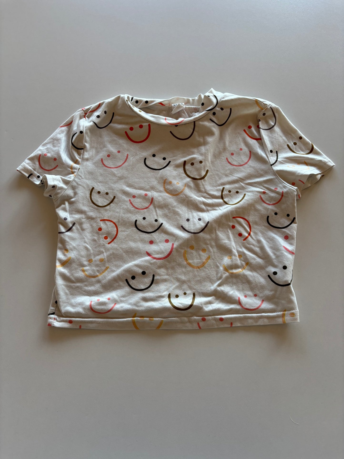 White Smiley Cropped Tee