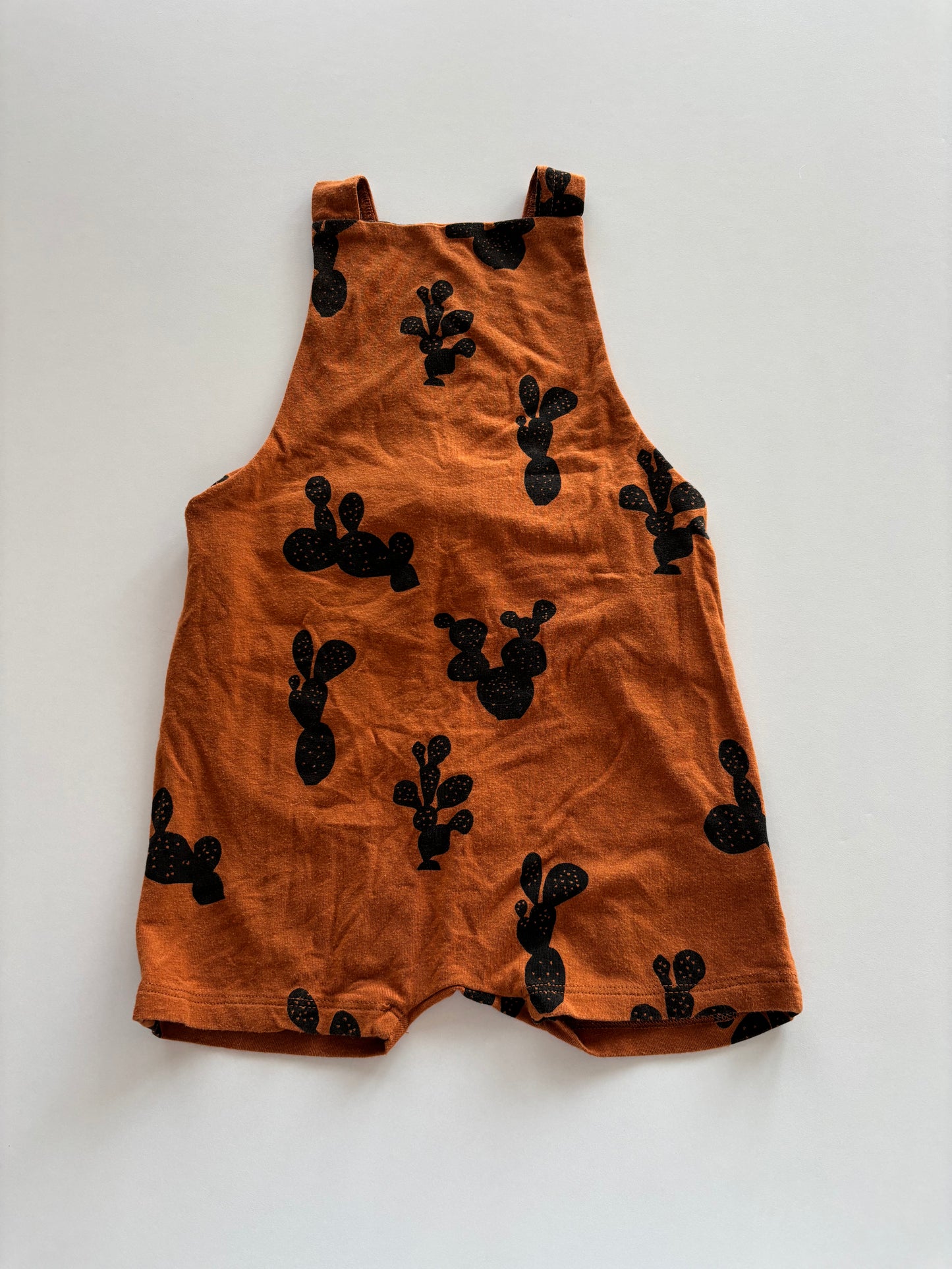 Brown Cactus Overall Shorts Romper