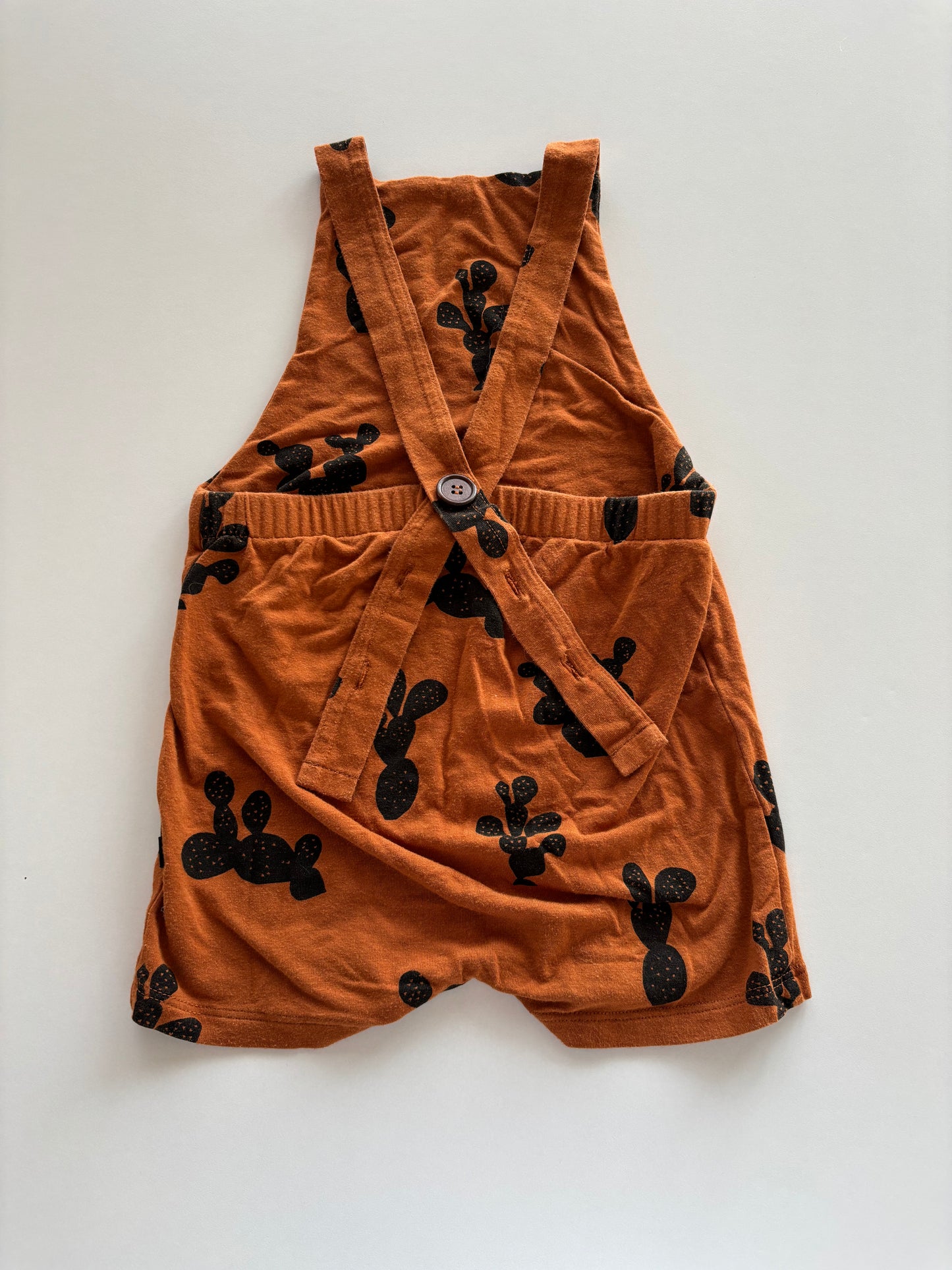 Brown Cactus Overall Shorts Romper