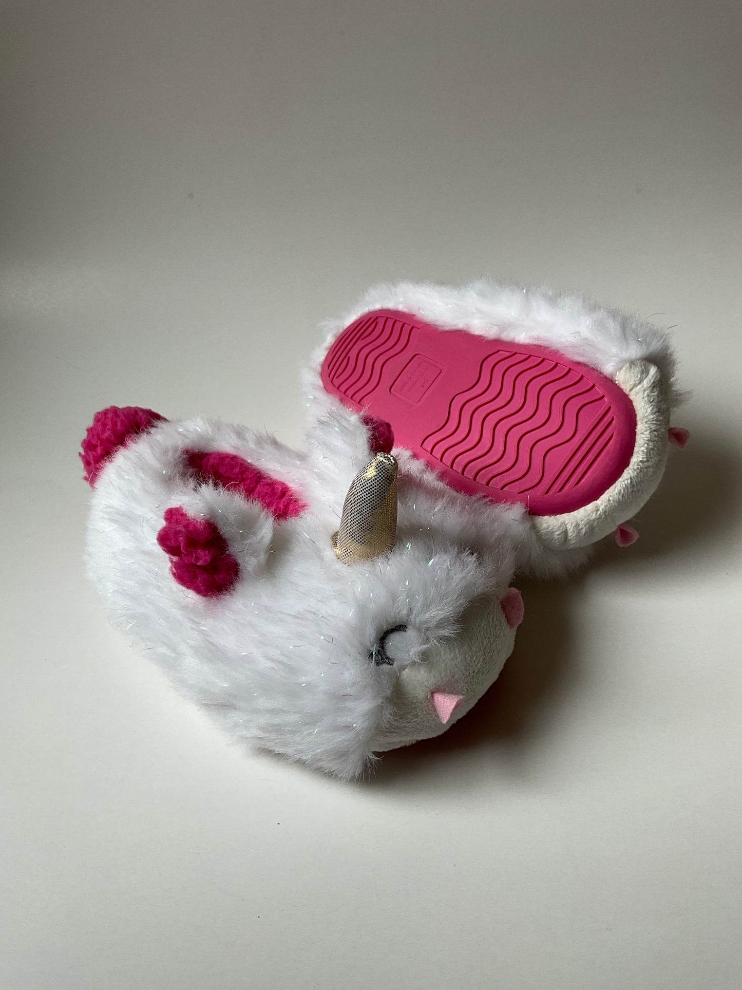 White Fluffy Unicorn Slippers