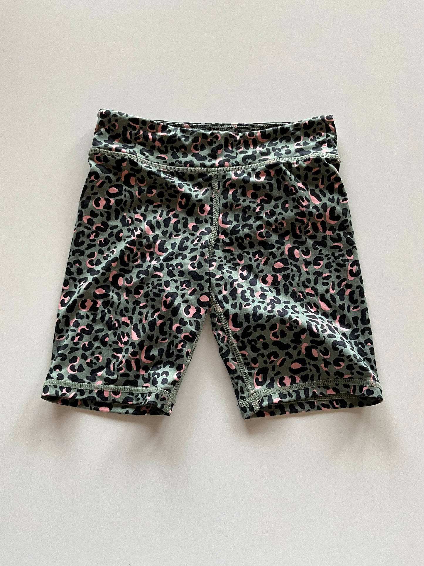 Green Leopard Print Bike Shorts