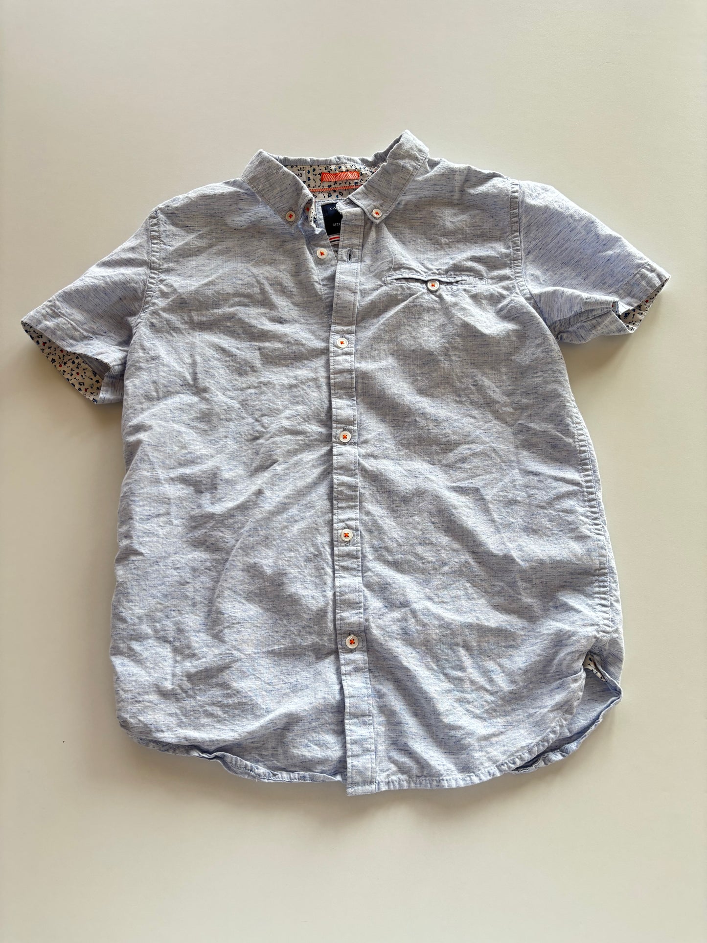 Blue Melange Button Up Tee