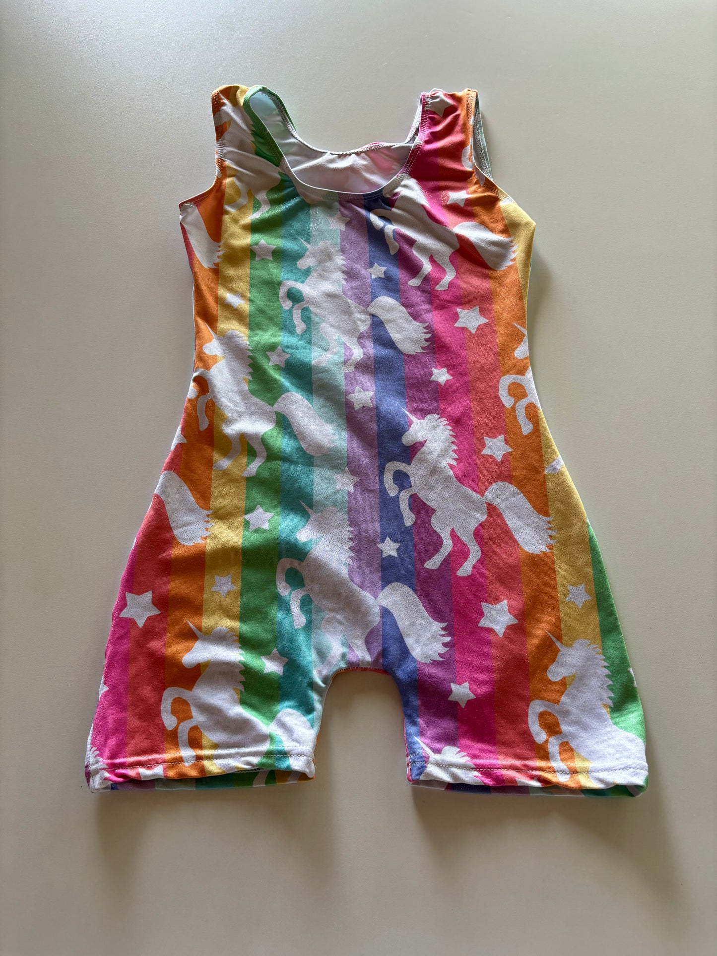 Rainbow Striped Unicorn Gymnastics Suit