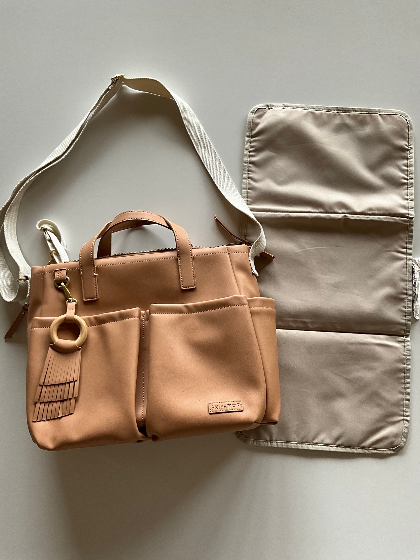 Beige Pleather Diaper Bag