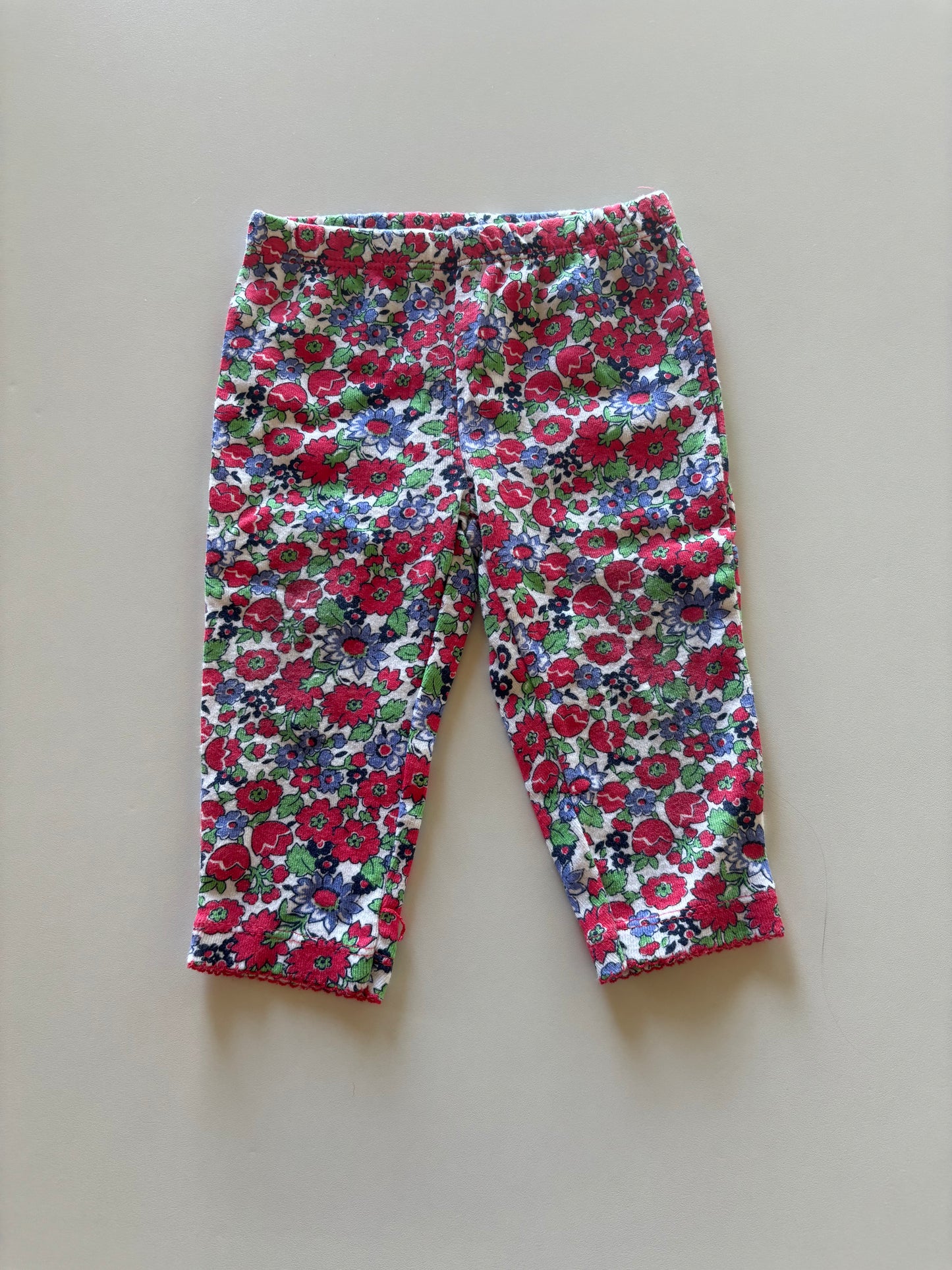 Bright Red Floral Leggings