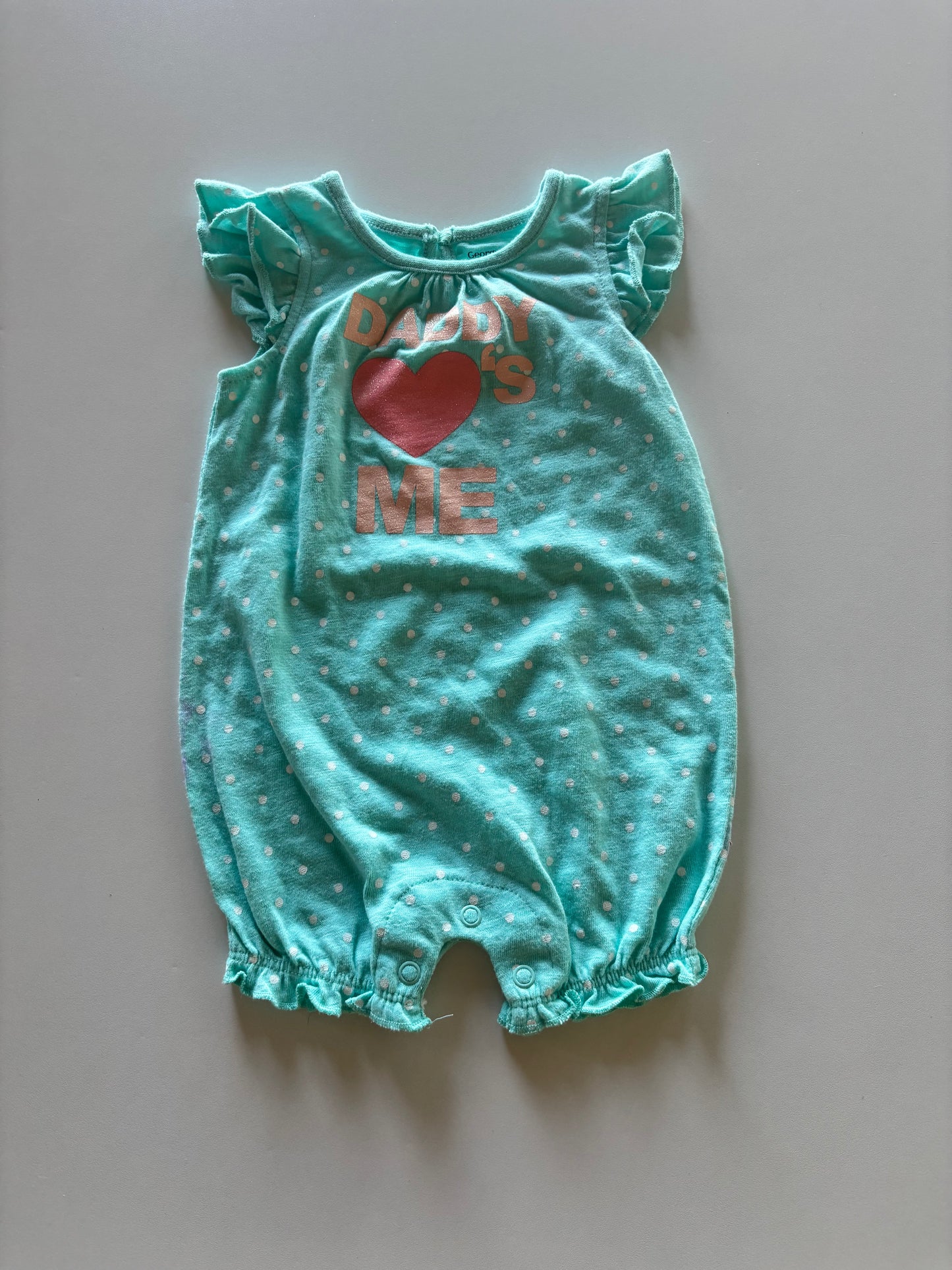 Teal Polka Dot Daddy Loves Me Romper