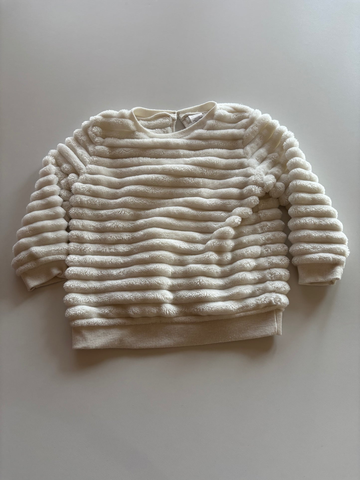 White Textured Fuzzy Sweater