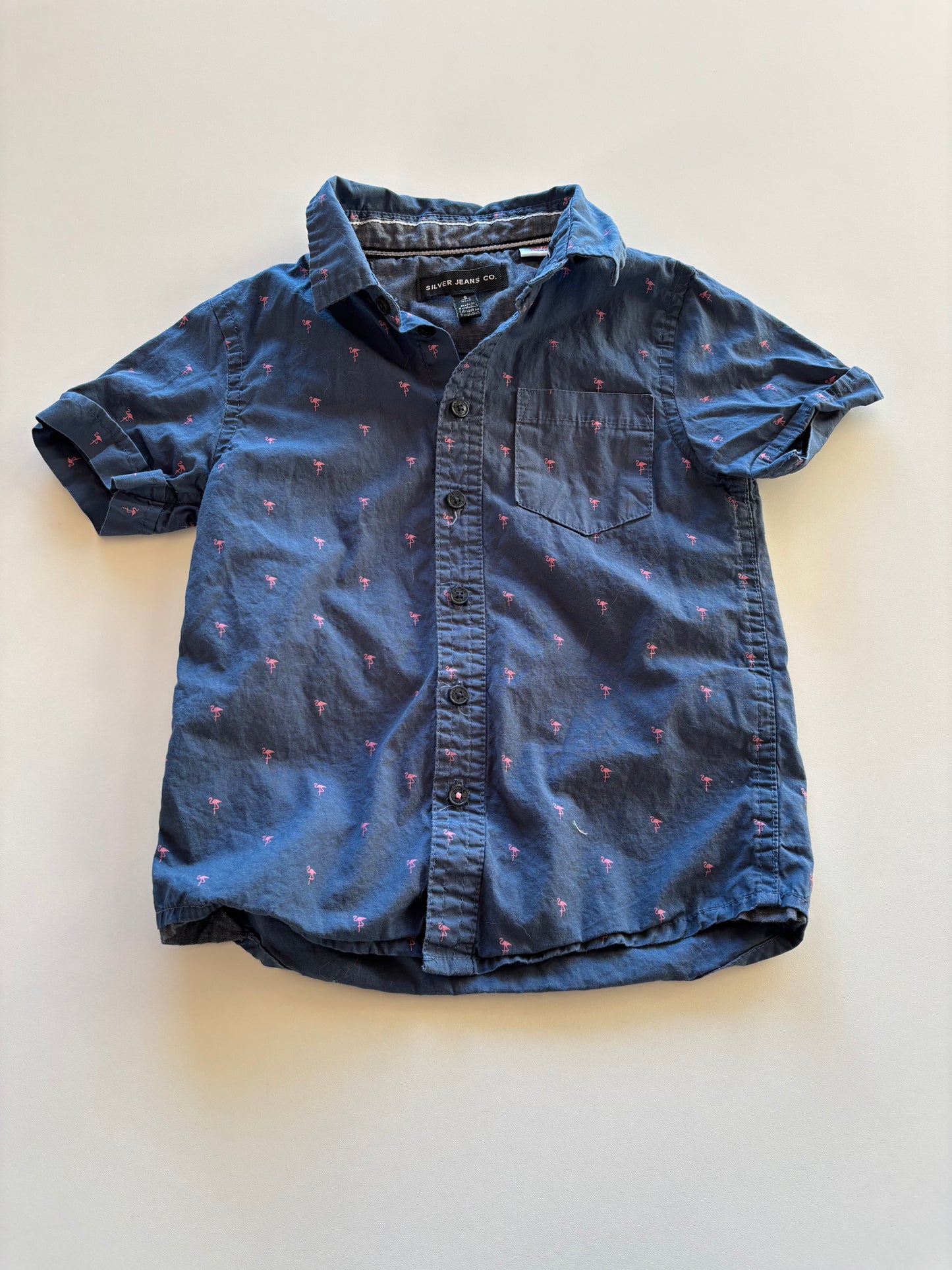 Blue Flamingo Button Up Shirt