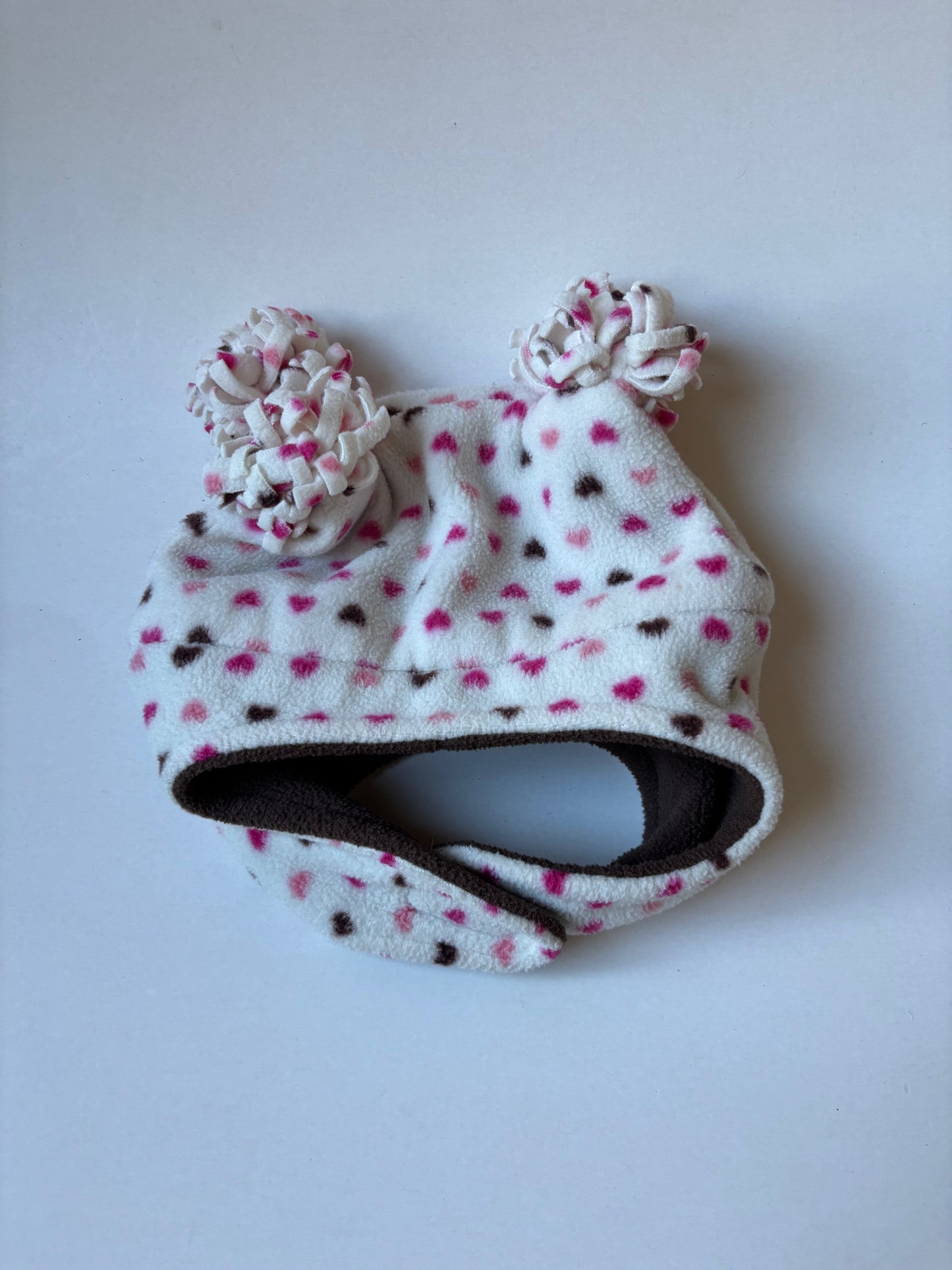 White Heart Quad Pom Toque