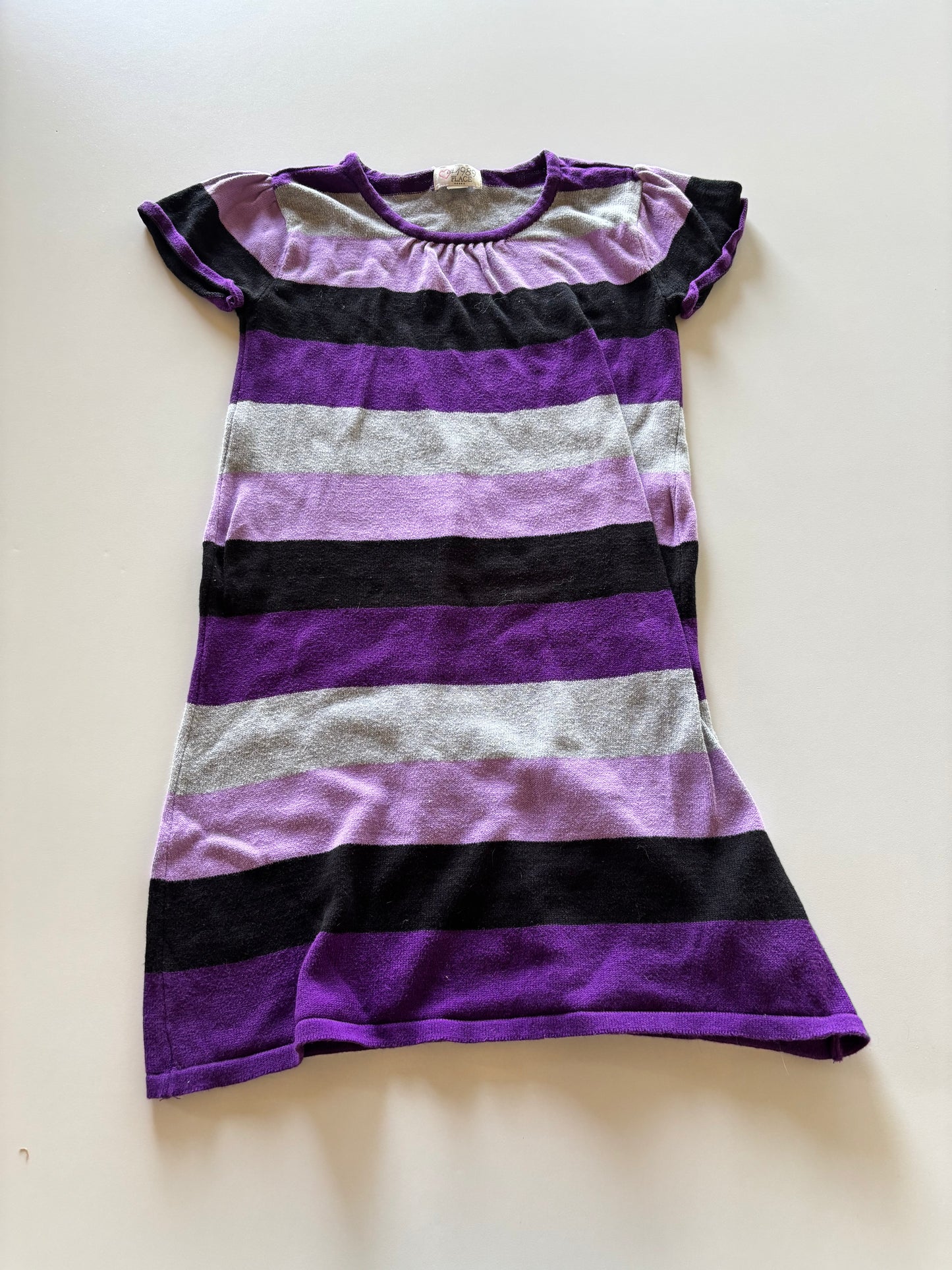 Purple Striped Knit Dress