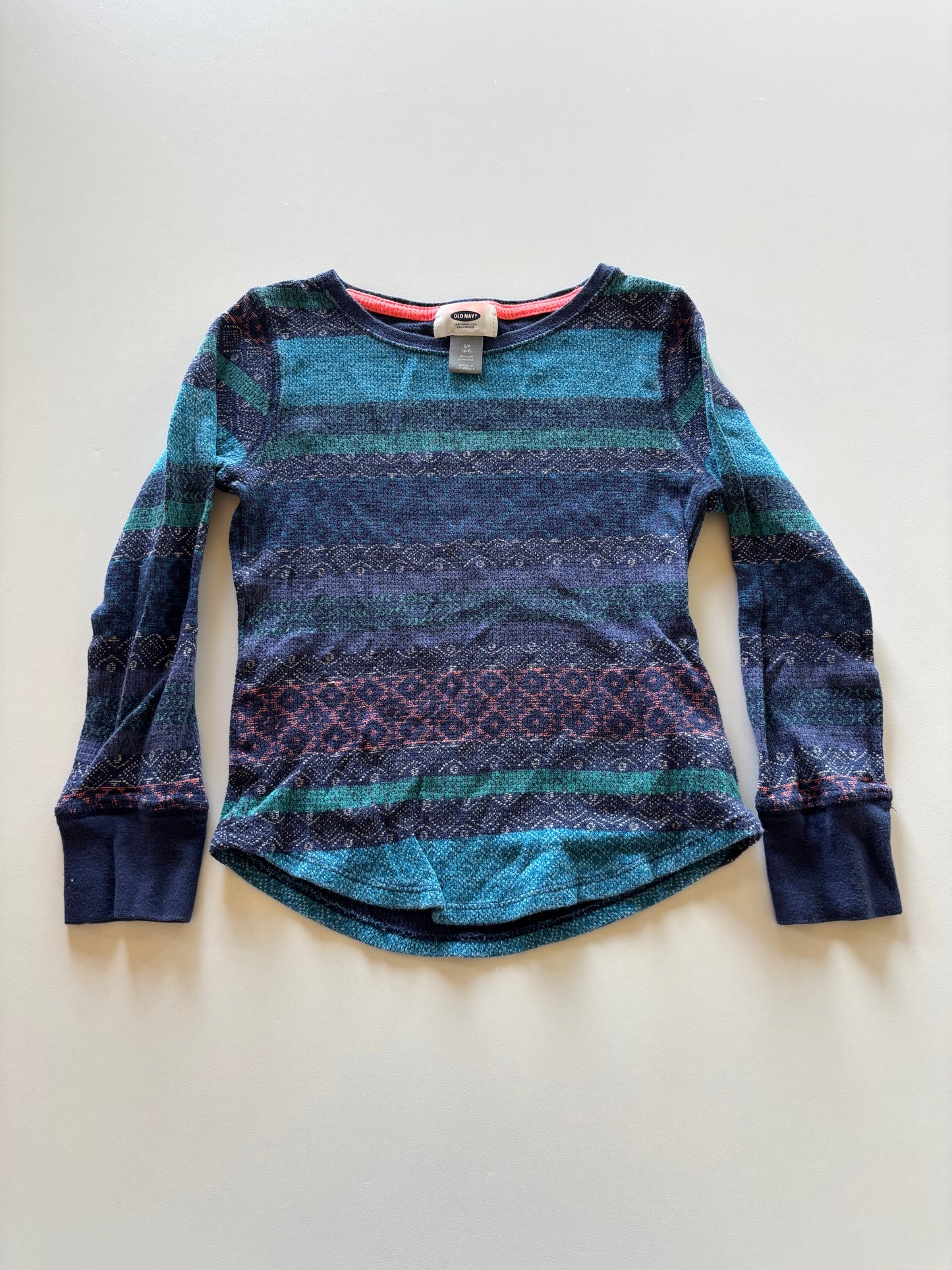 Blue Patterned Waffle Shirt
