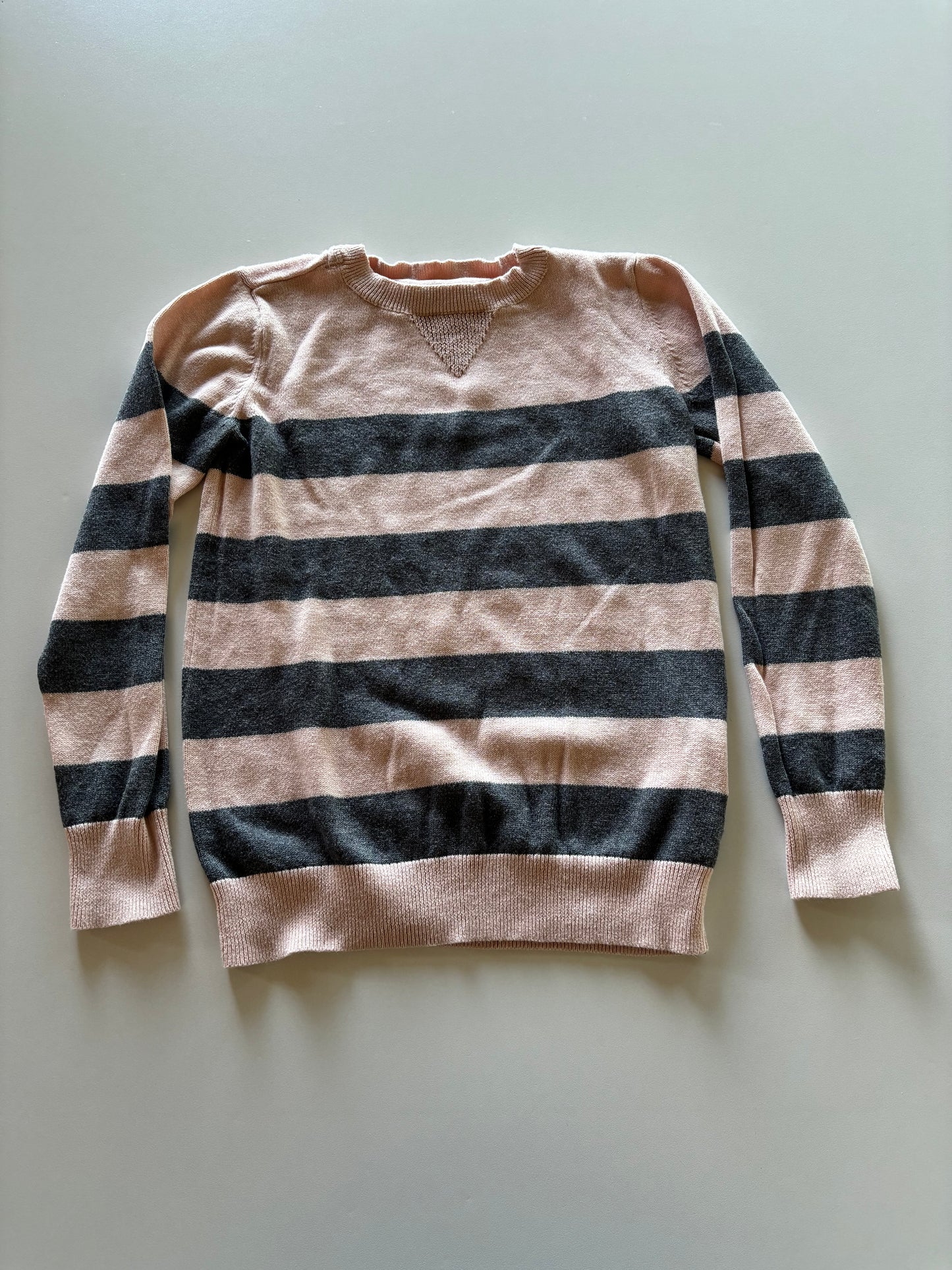 Pink & Grey Striped Sweater