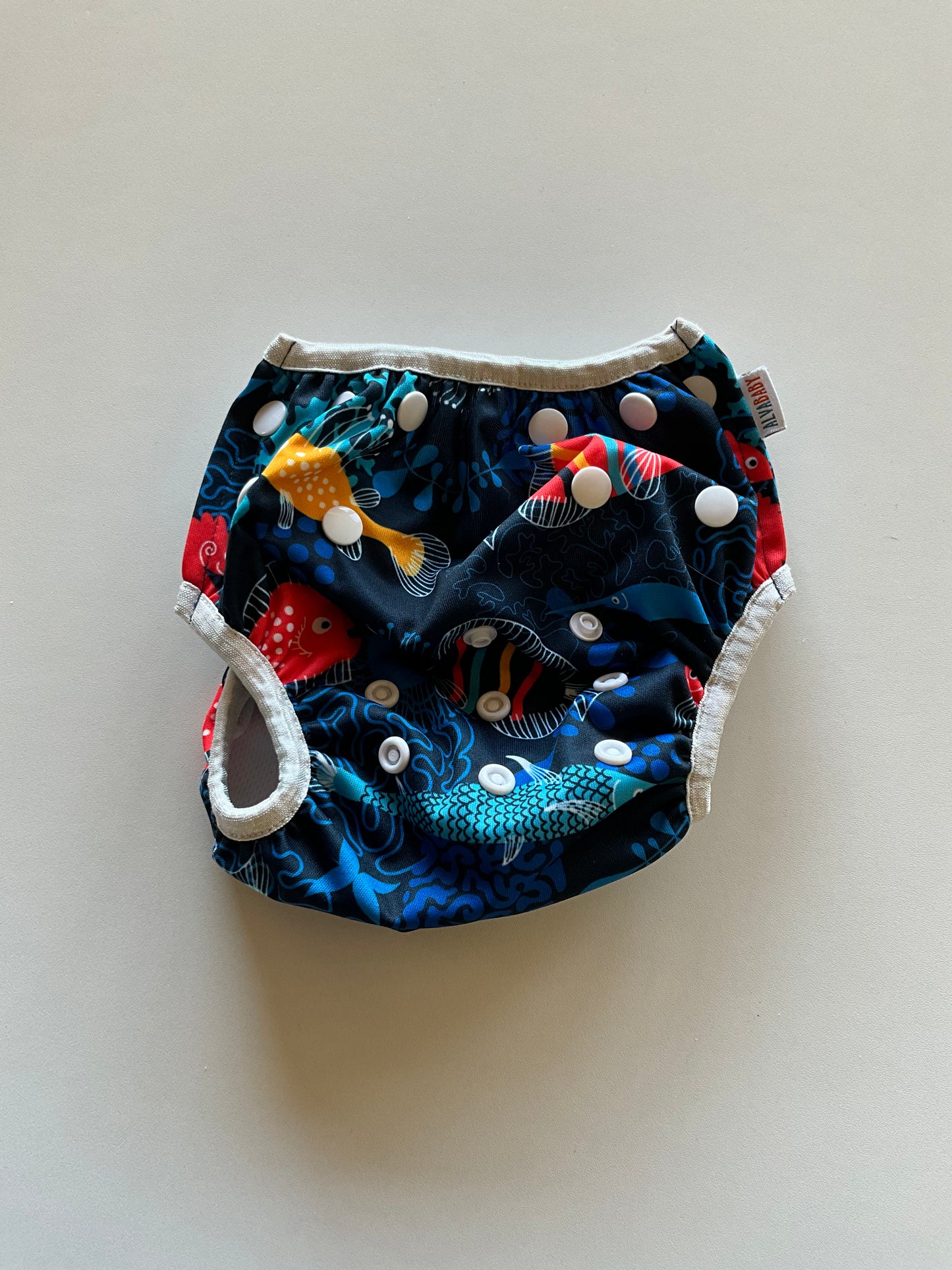 Blue, Red, & Orange Fish Swim Diaper
