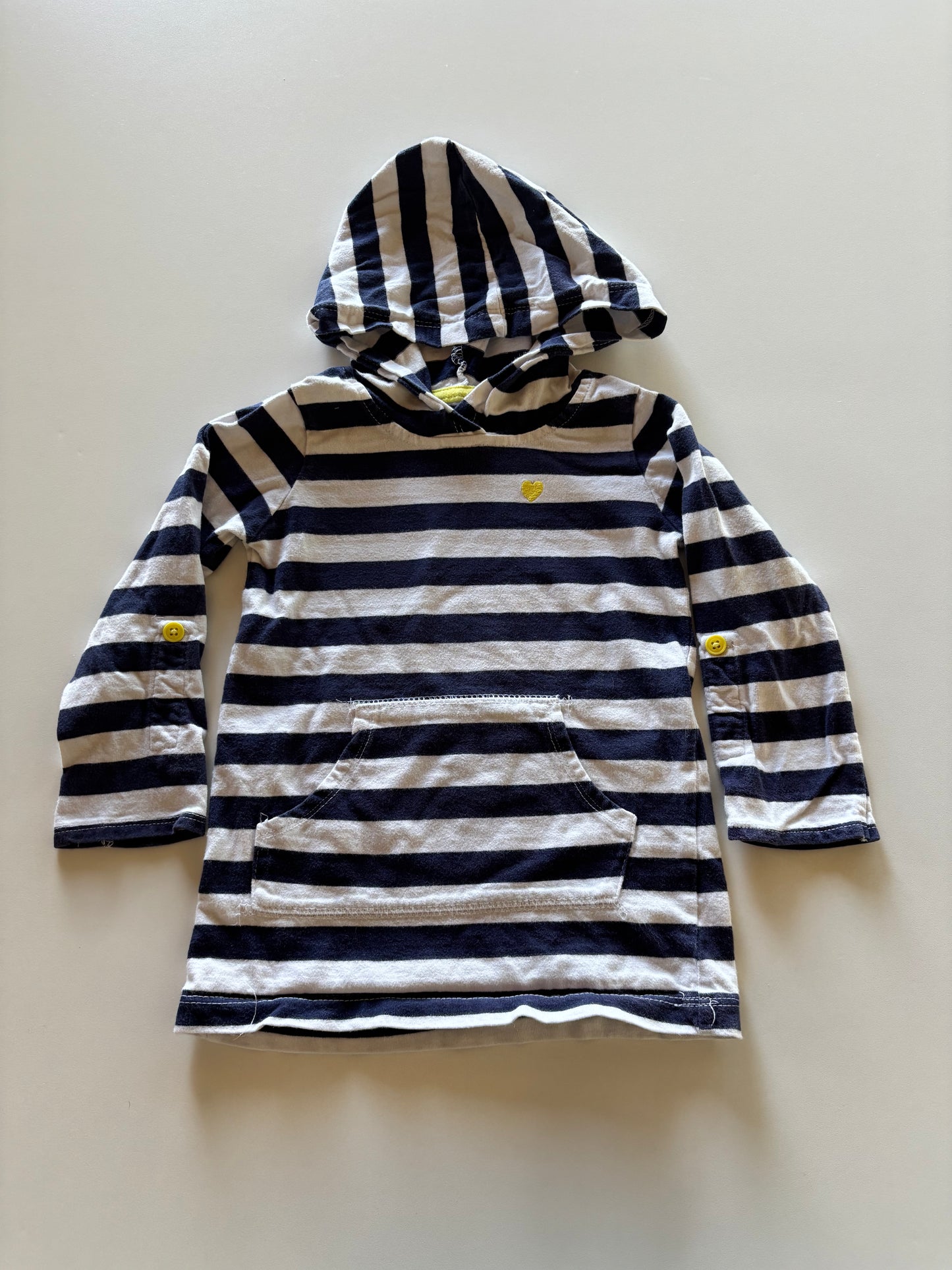 Navy & White Striped Hooded Dress