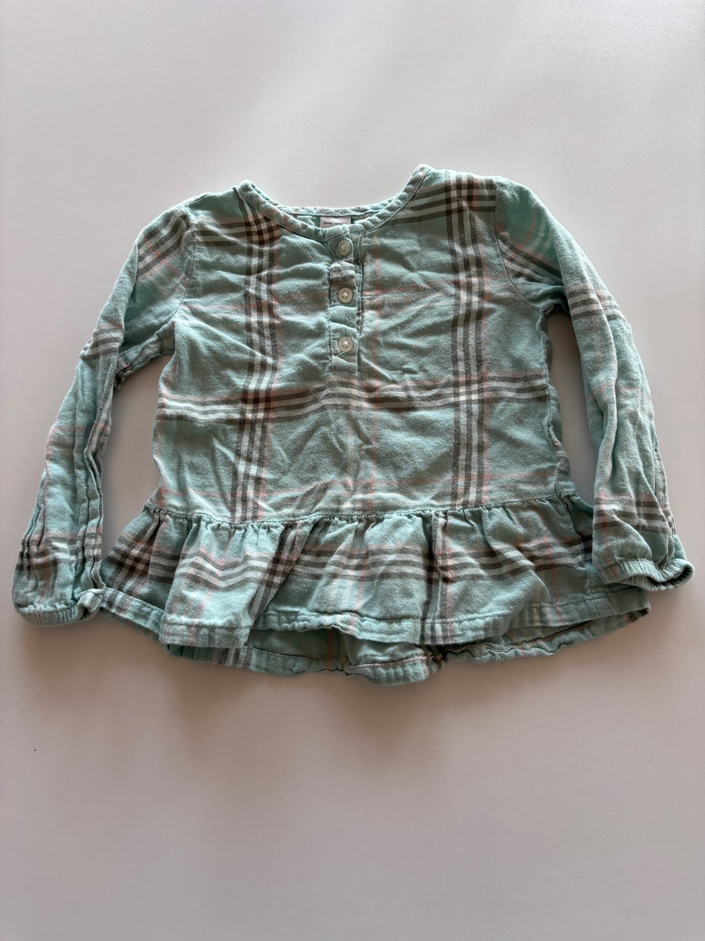 Mint Plaid Peplum Shirt