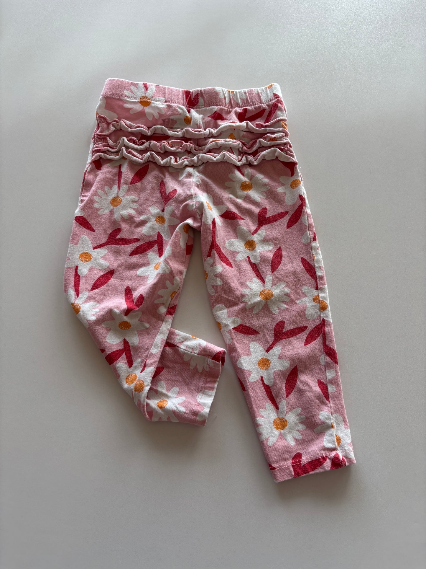 Pink Floral Ruffle Bum Leggings