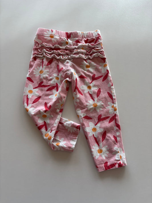 Pink Floral Ruffle Bum Leggings