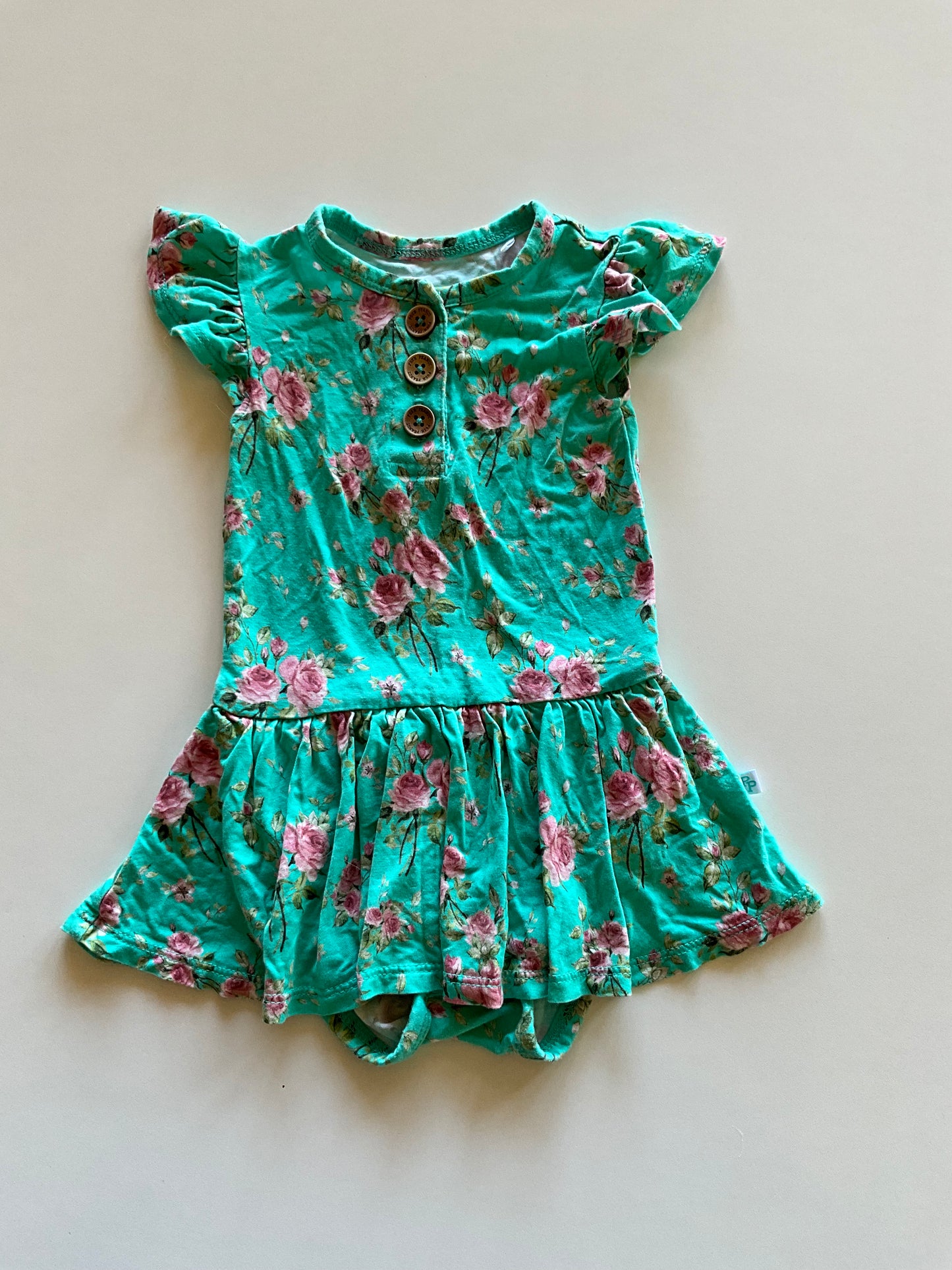 Green Floral Skirted Onesie