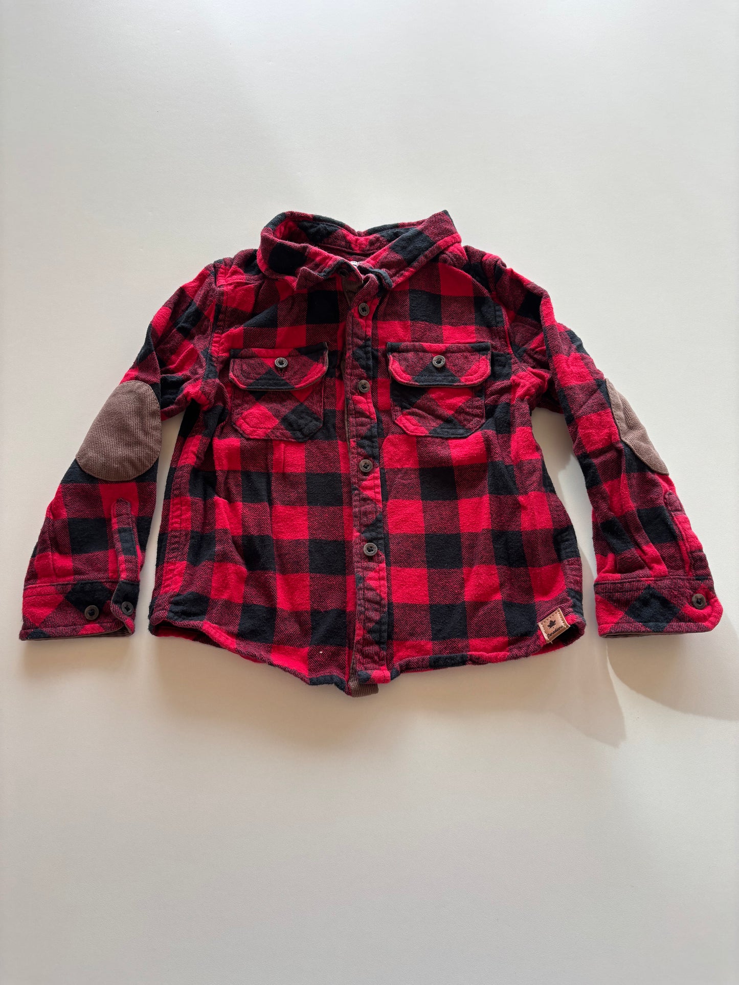 Red Plaid Shirt with Elbow Patches