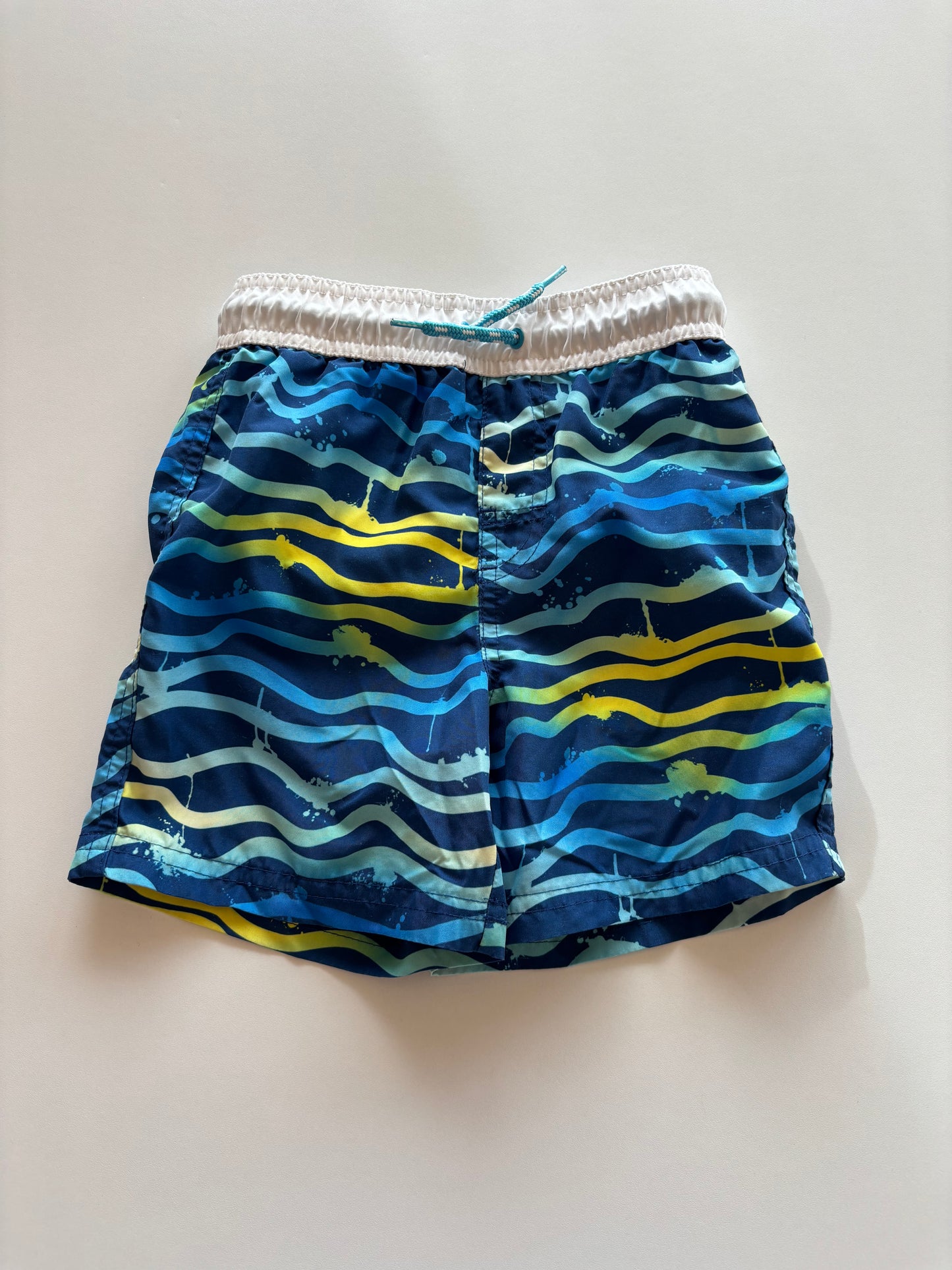 Blue Wavy Stripes Swim Trunks