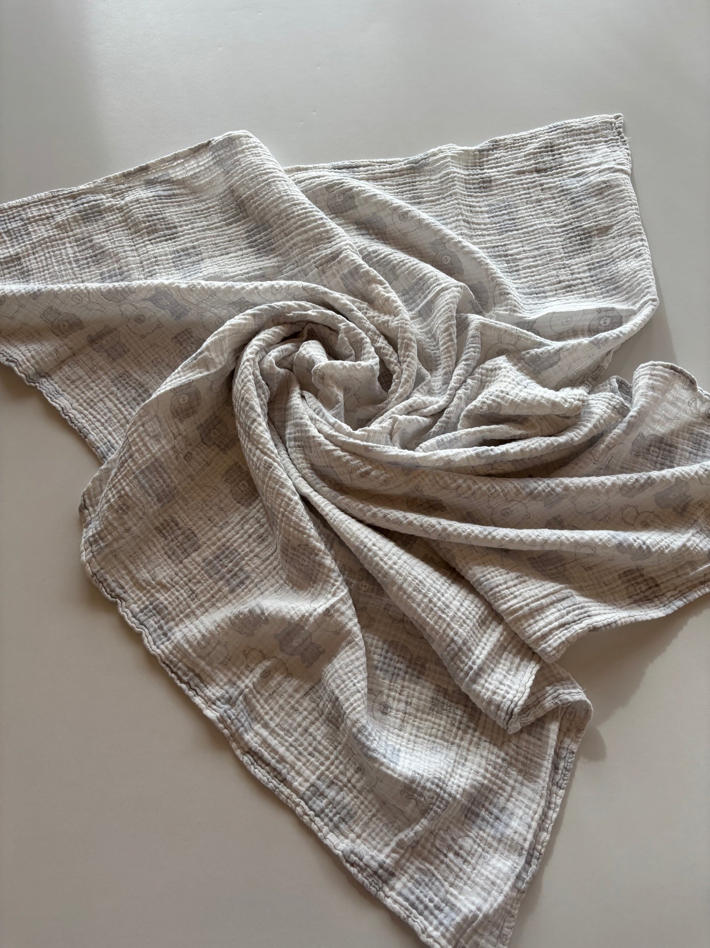 Blue & Grey Bear Muslin Blanket