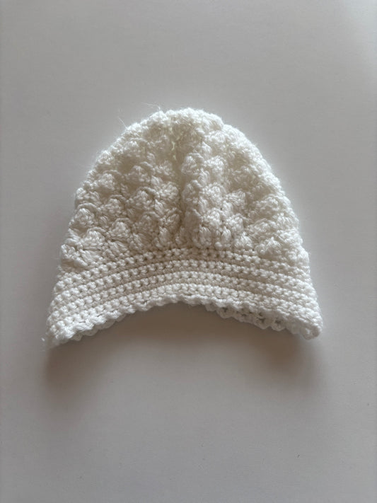Knit White Toque/Bonnet