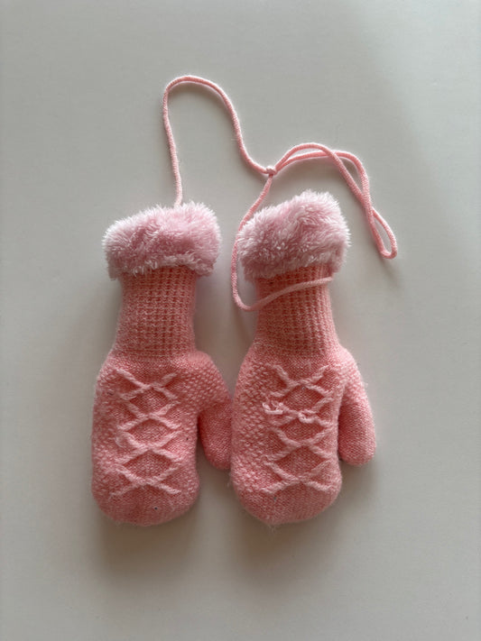 Cozy Pink Knit Mittens