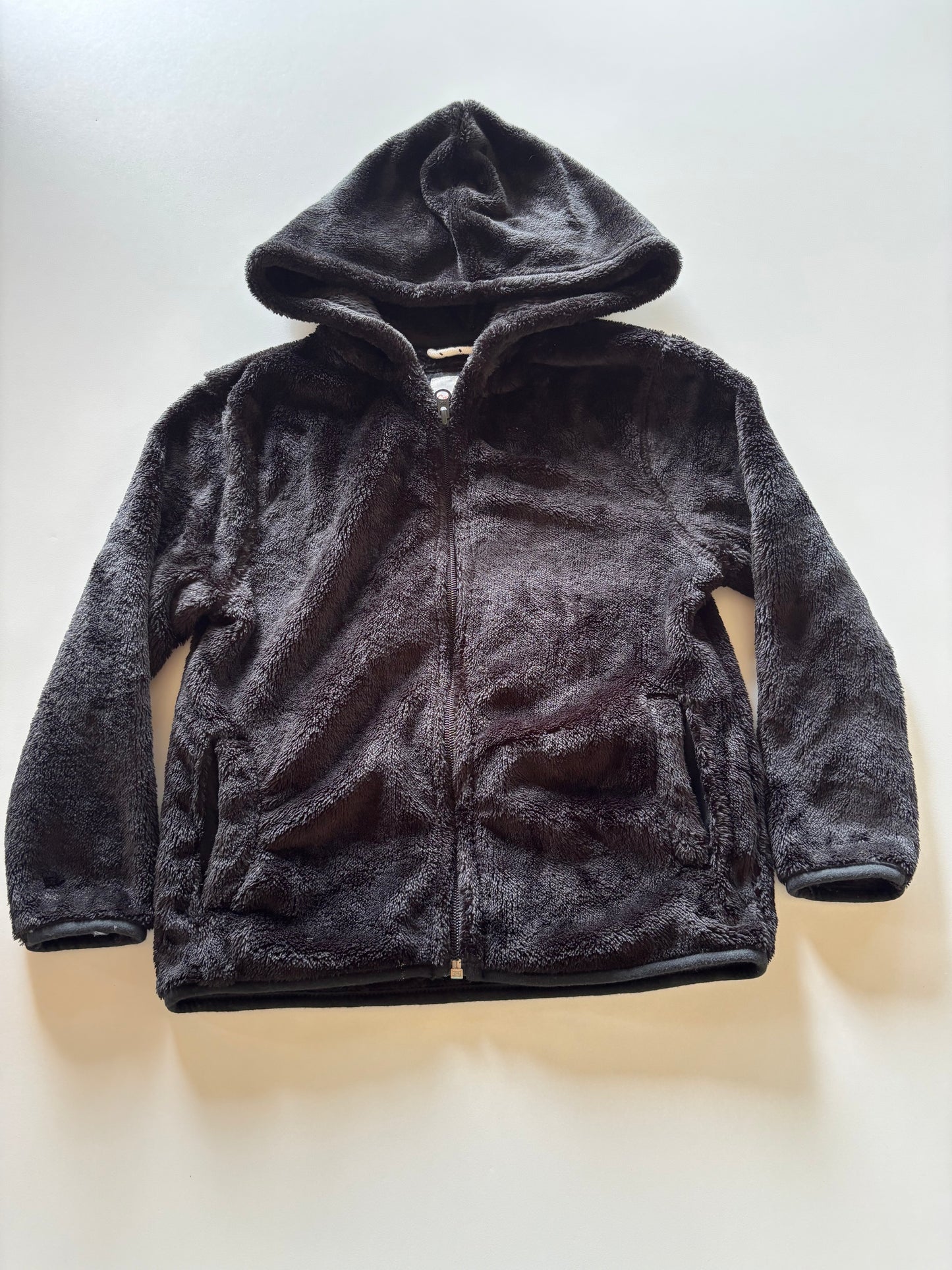 Black Fuzzy Zip Up Hoodie