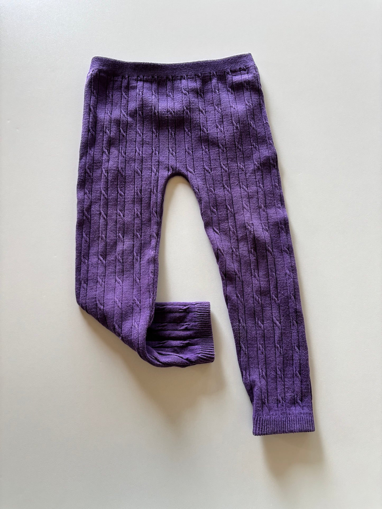 Purple Ribbed Leggings