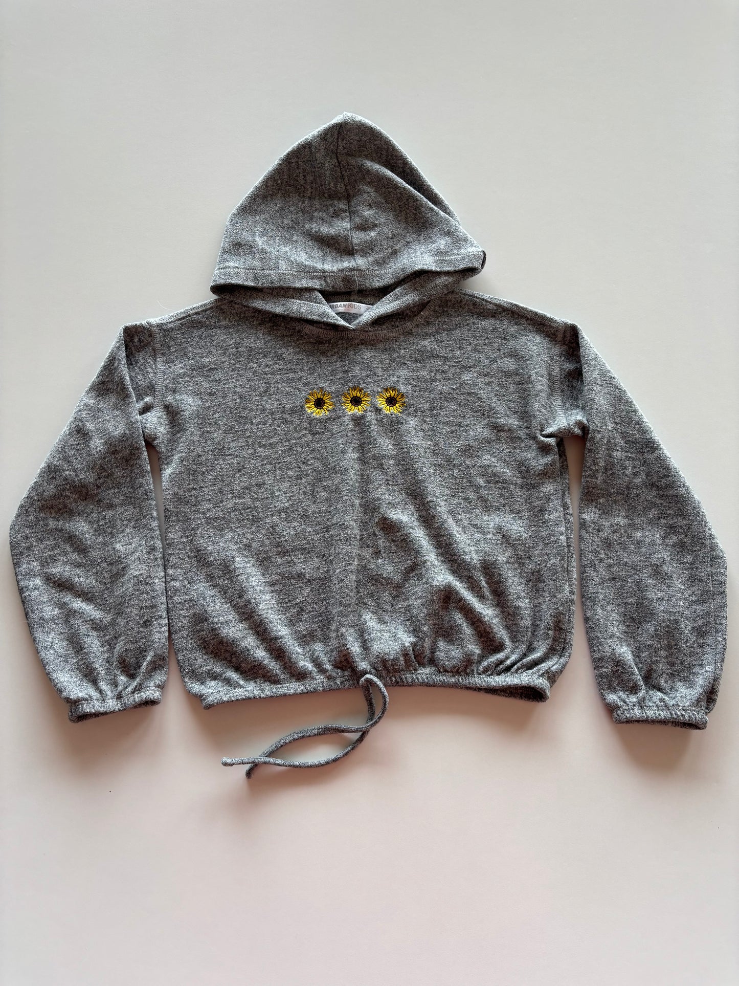 Grey Sunflower Cropped Hoodie