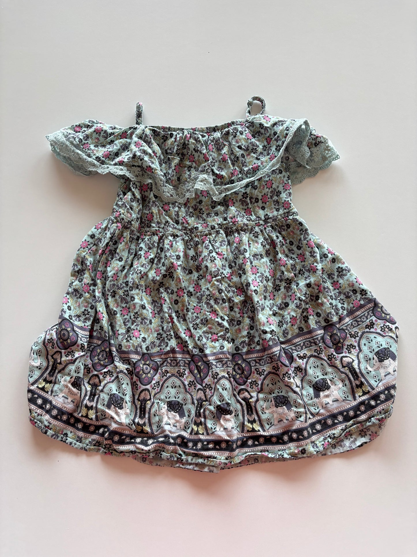 Mint Floral Elephant Dress
