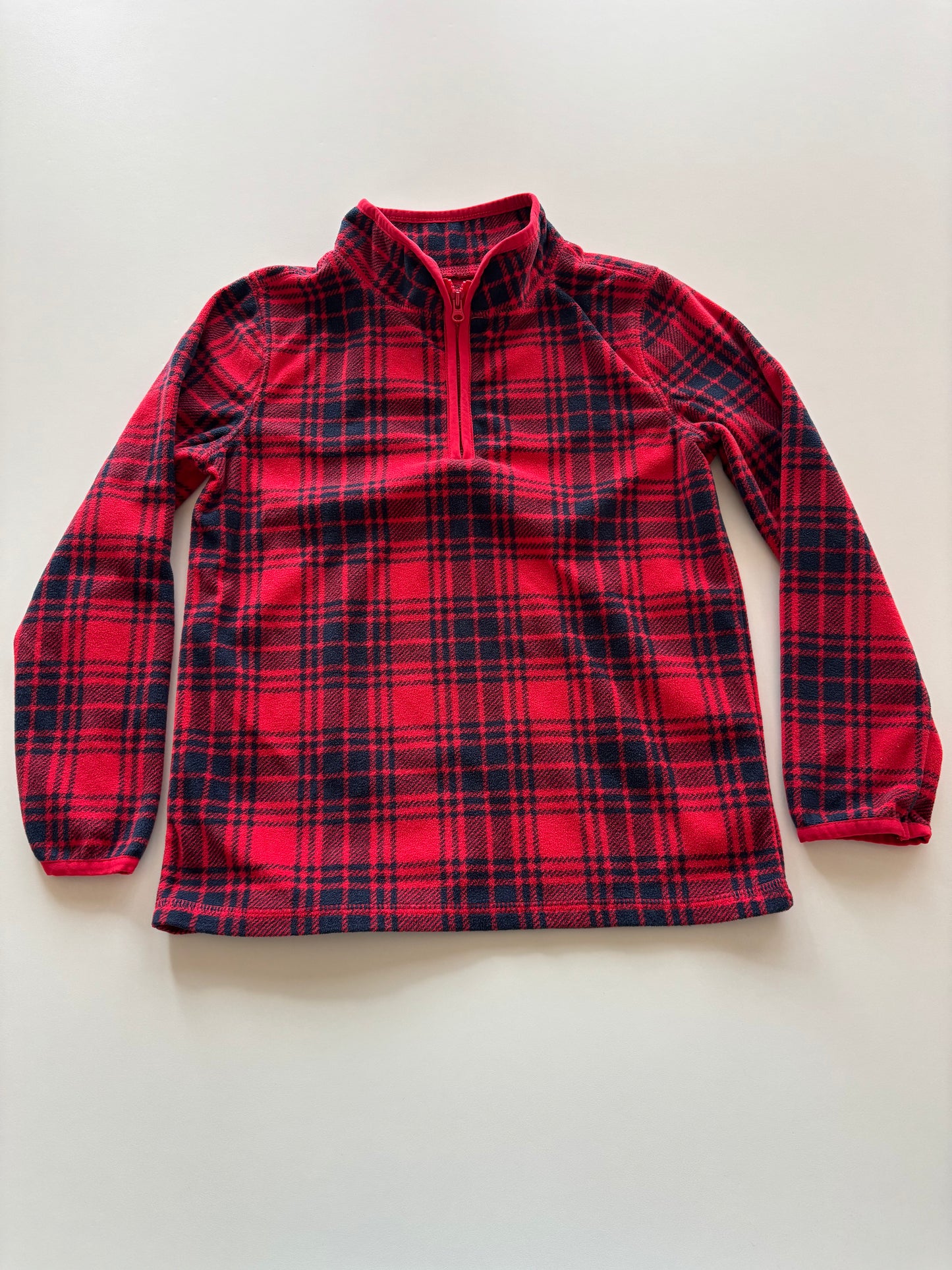 Red Plaid 1/4 Zip Fleece Sweater