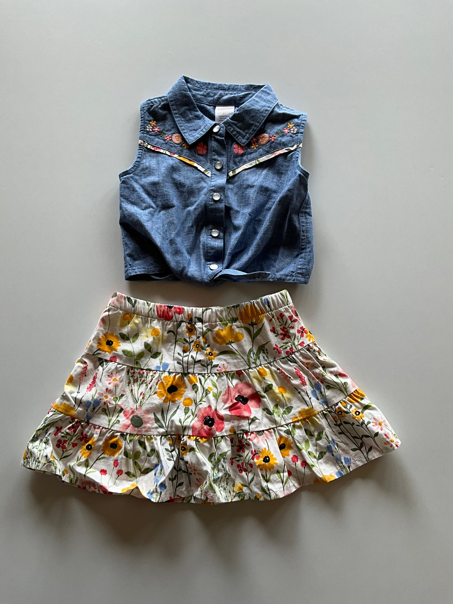 2pc Denim & Floral Set