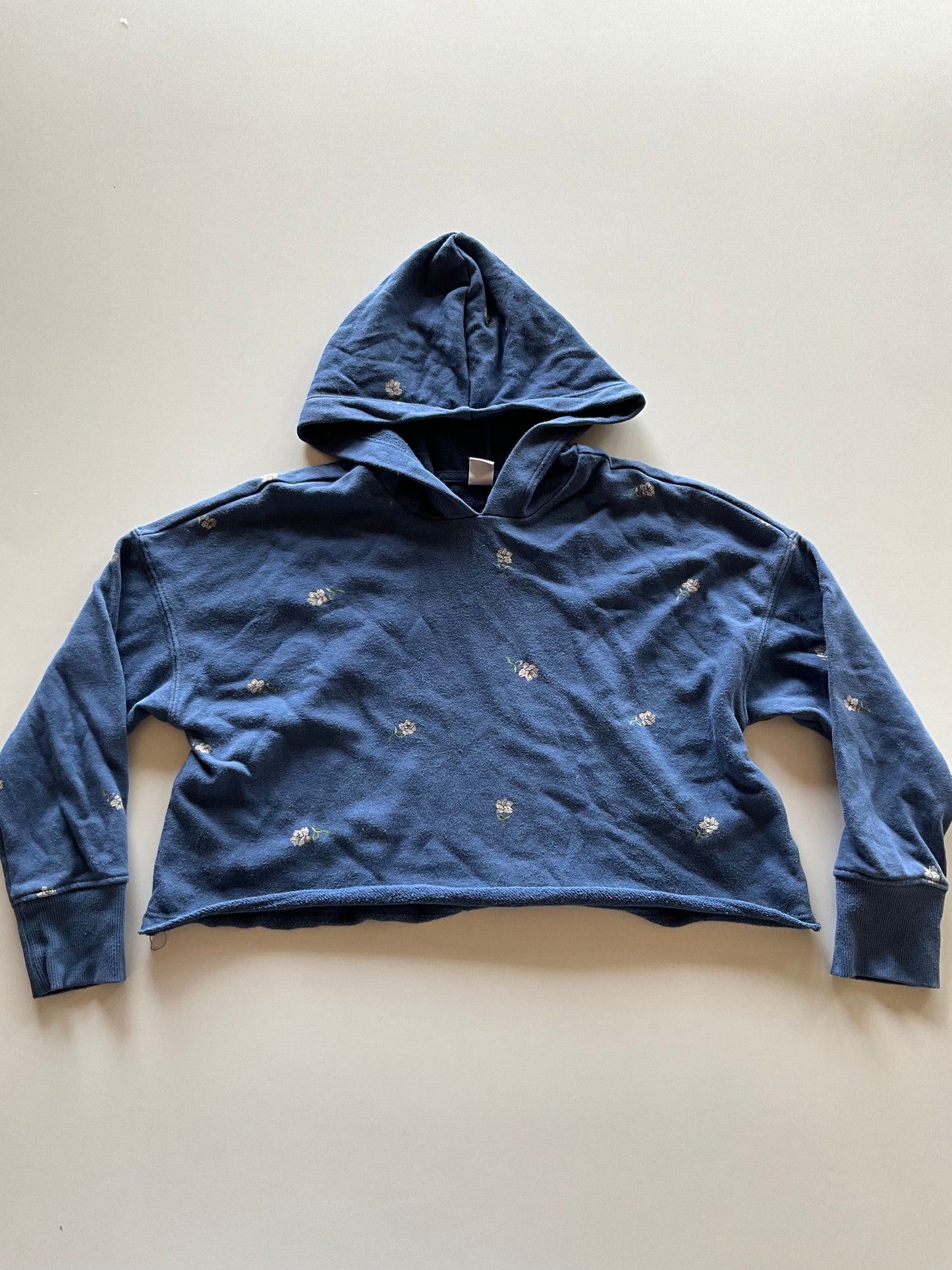 Blue Floral Cropped Hoodie