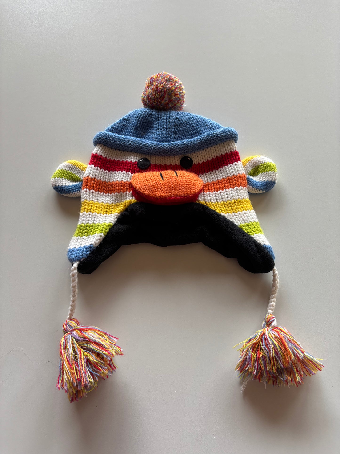 Knit Rainbow Sock Monkey Toque