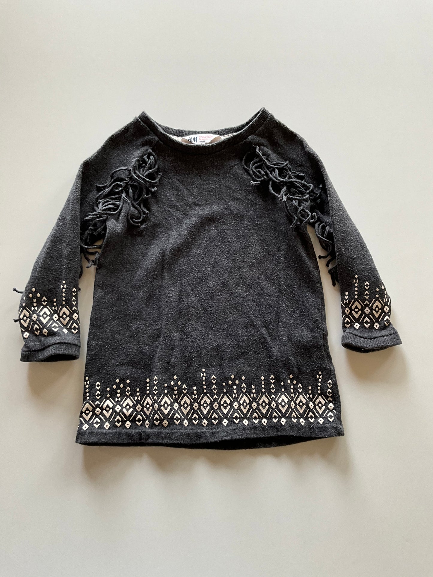 Grey Fringe Sweater Tunic