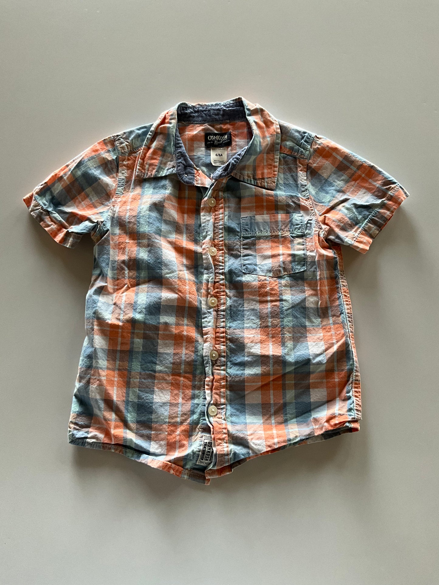 Blue & Orange Plaid Button Up