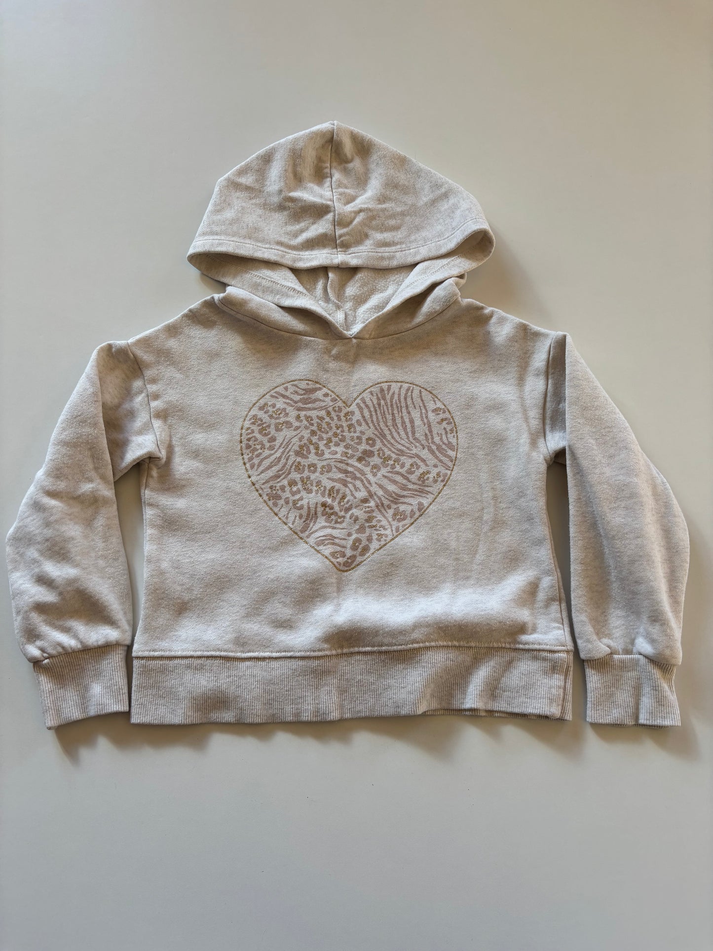 Light Grey Gold Cheetah Heart Hoodie