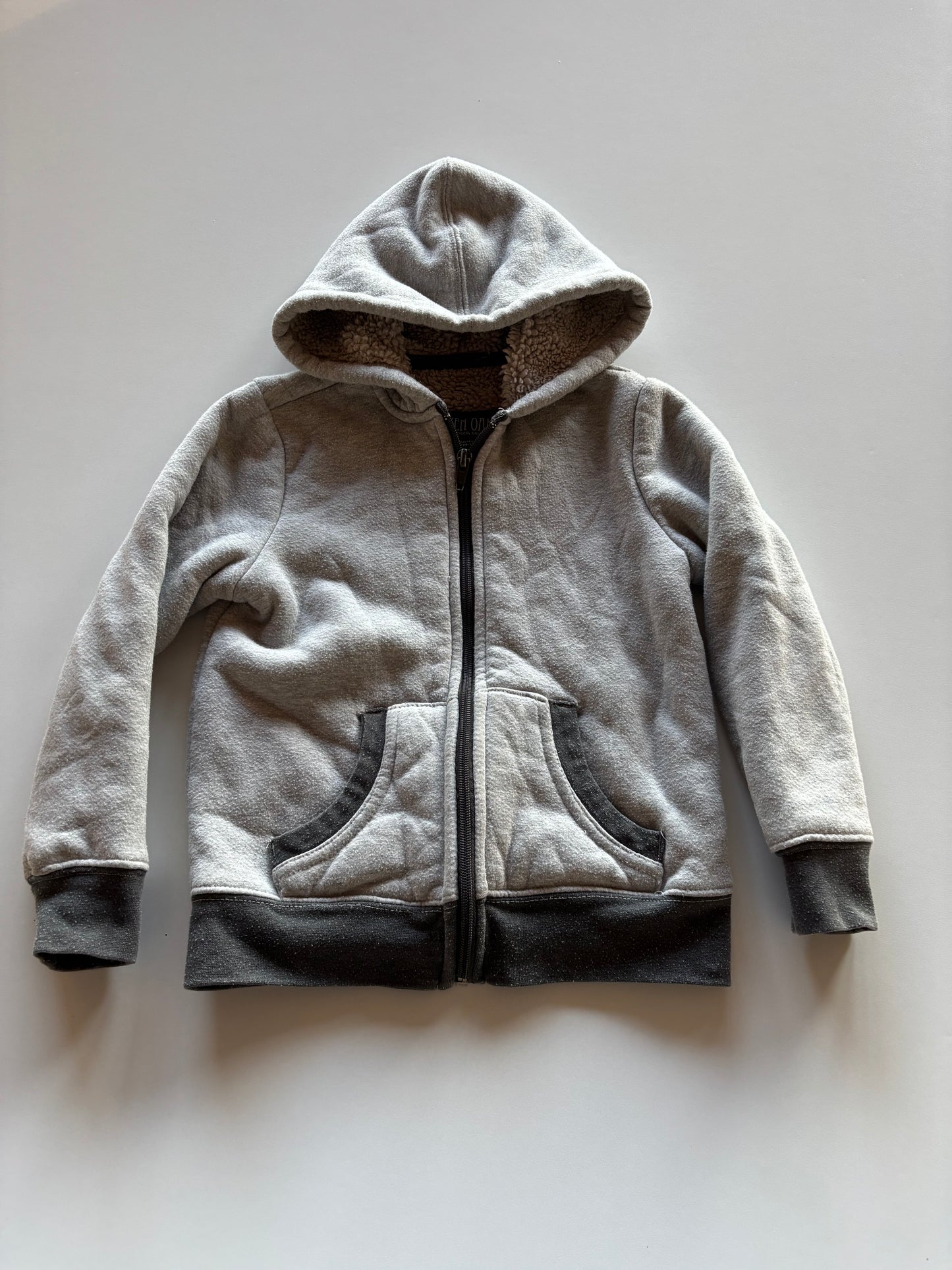 Thick 2 Tone Light Grey Zip Up Hoodie