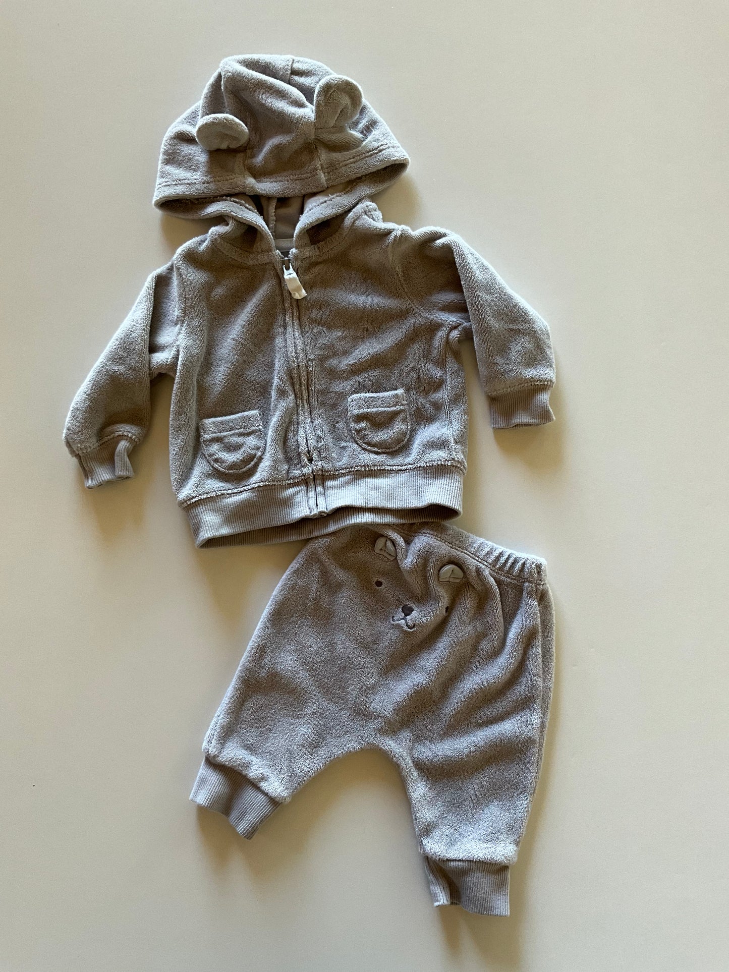 2pc Grey Terry Bear Set