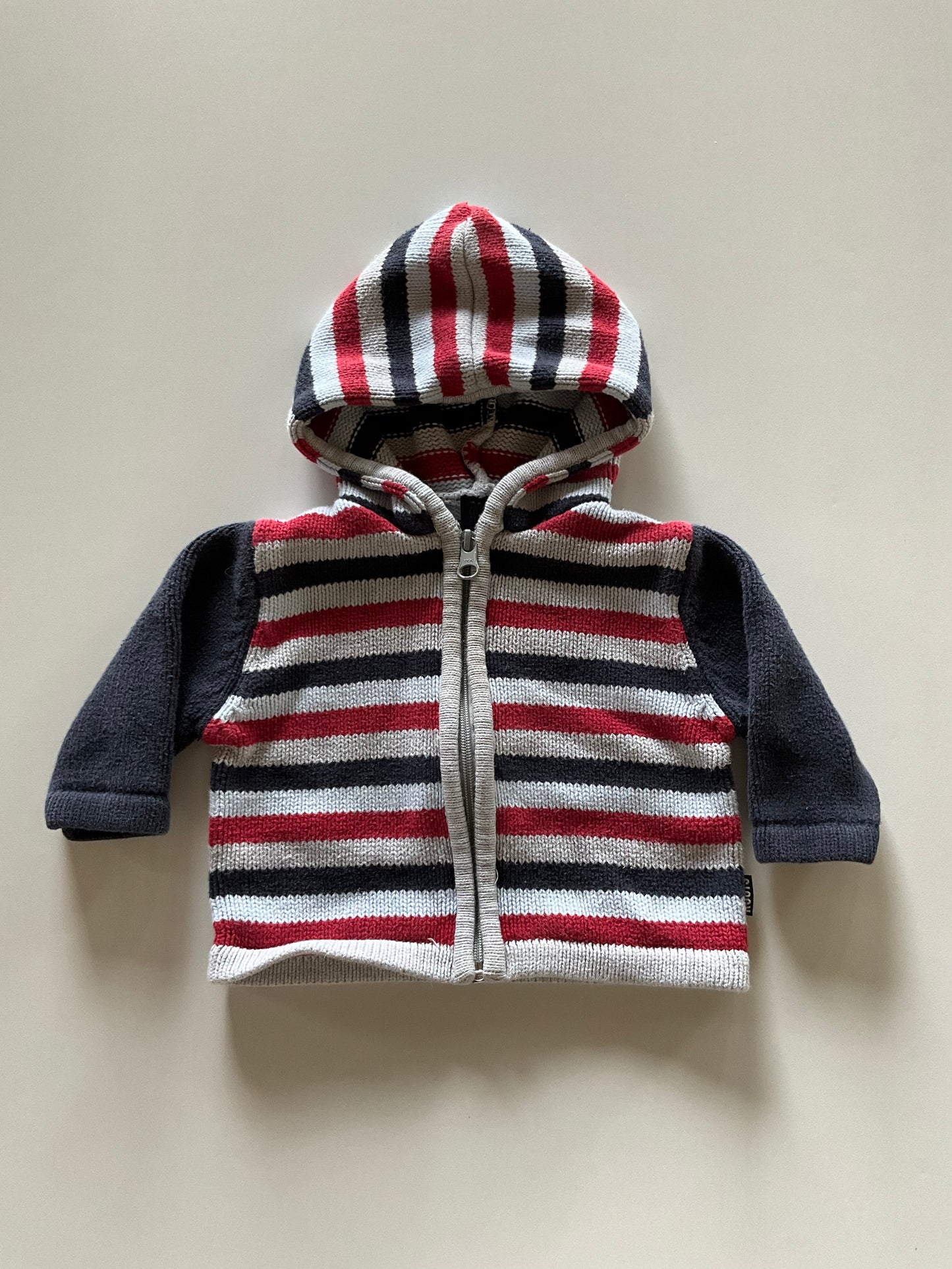 Striped Knit Zip Up Hoodie