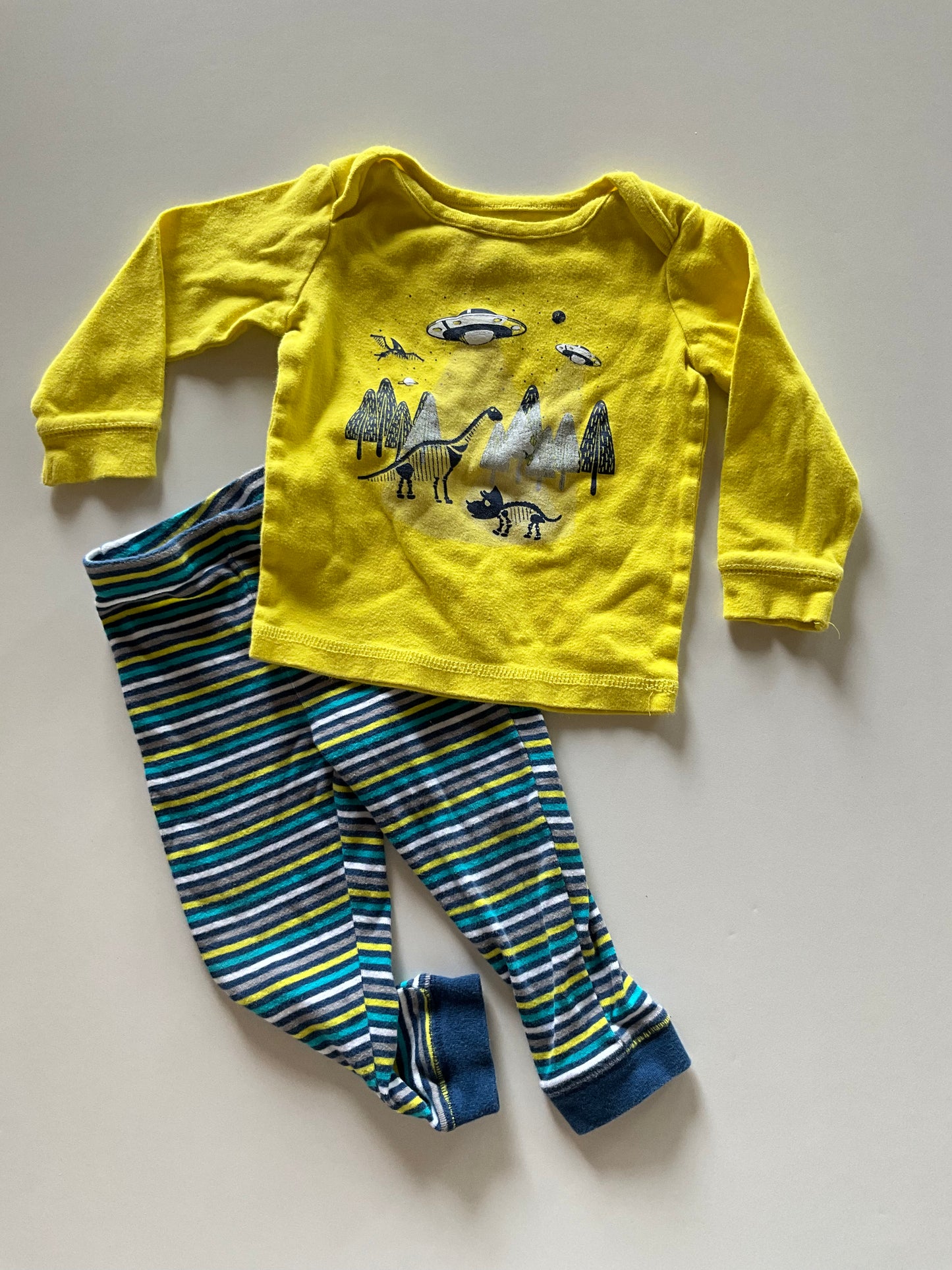 2pc Yellow Dino Pajamas