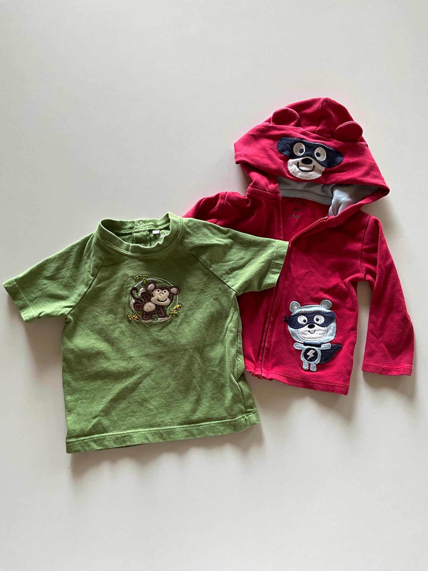 2pc Red Zip Up & Green Tee