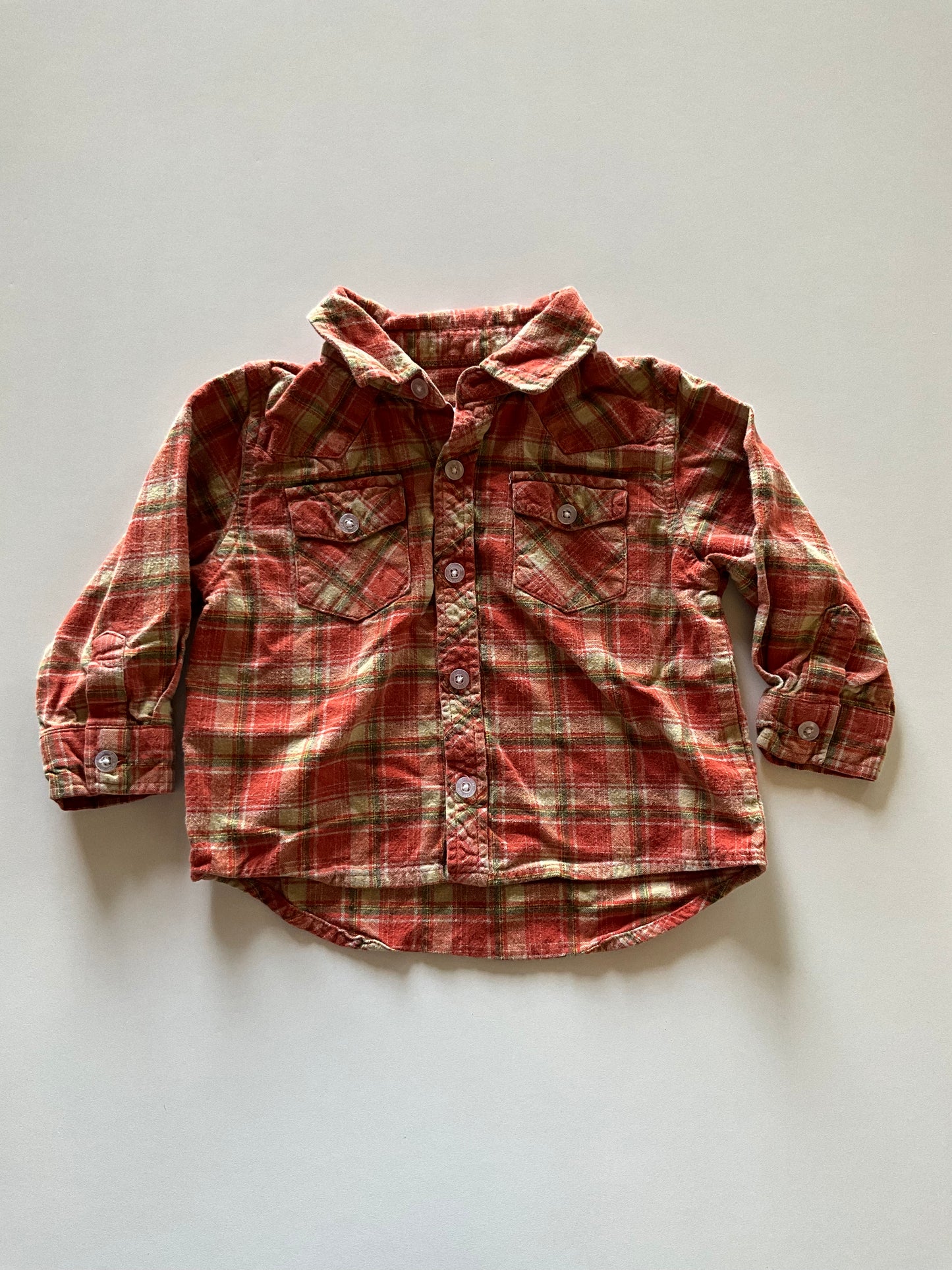 Orange Plaid Button Up