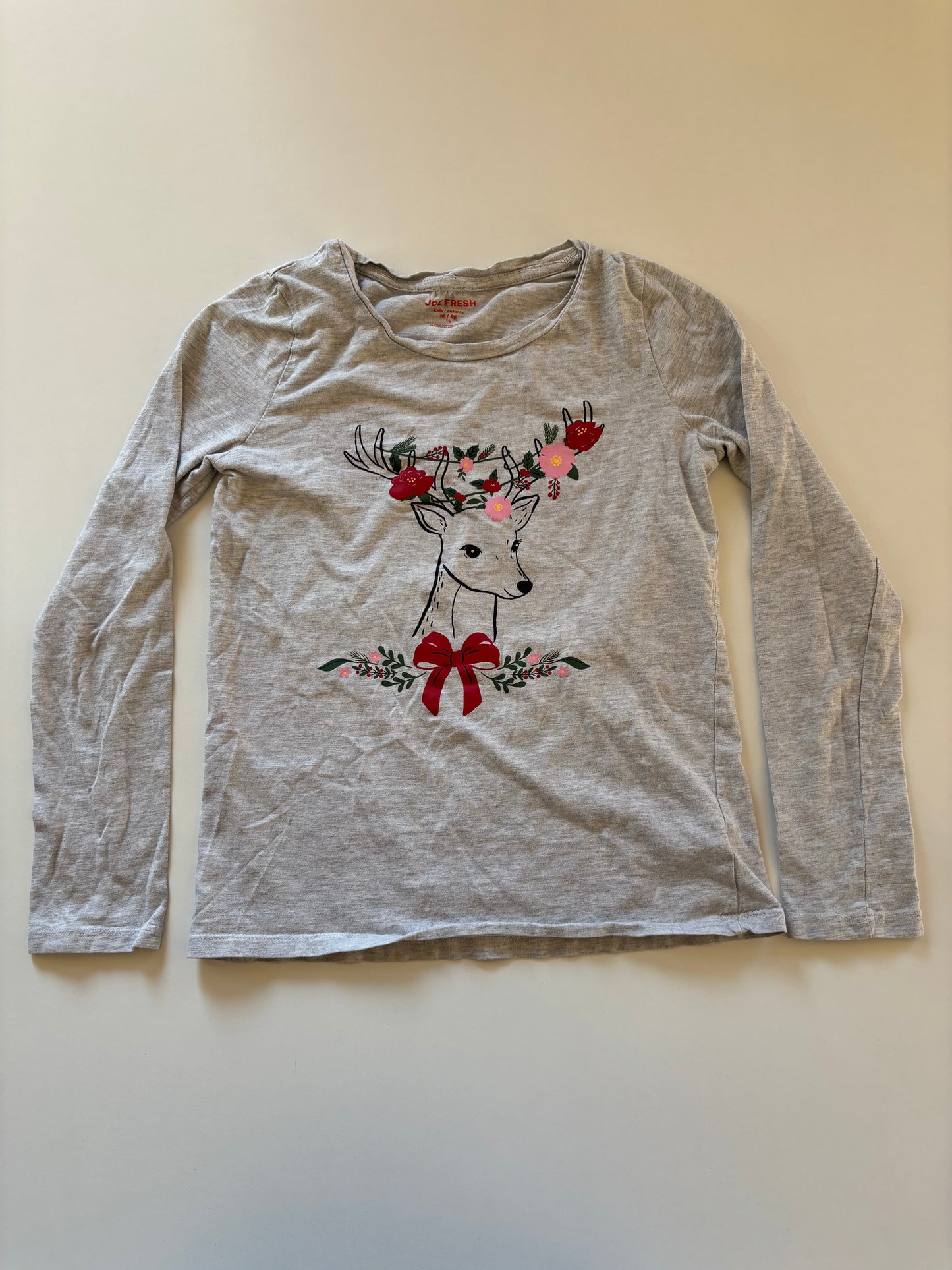 Grey Floral Reindeer Shirt
