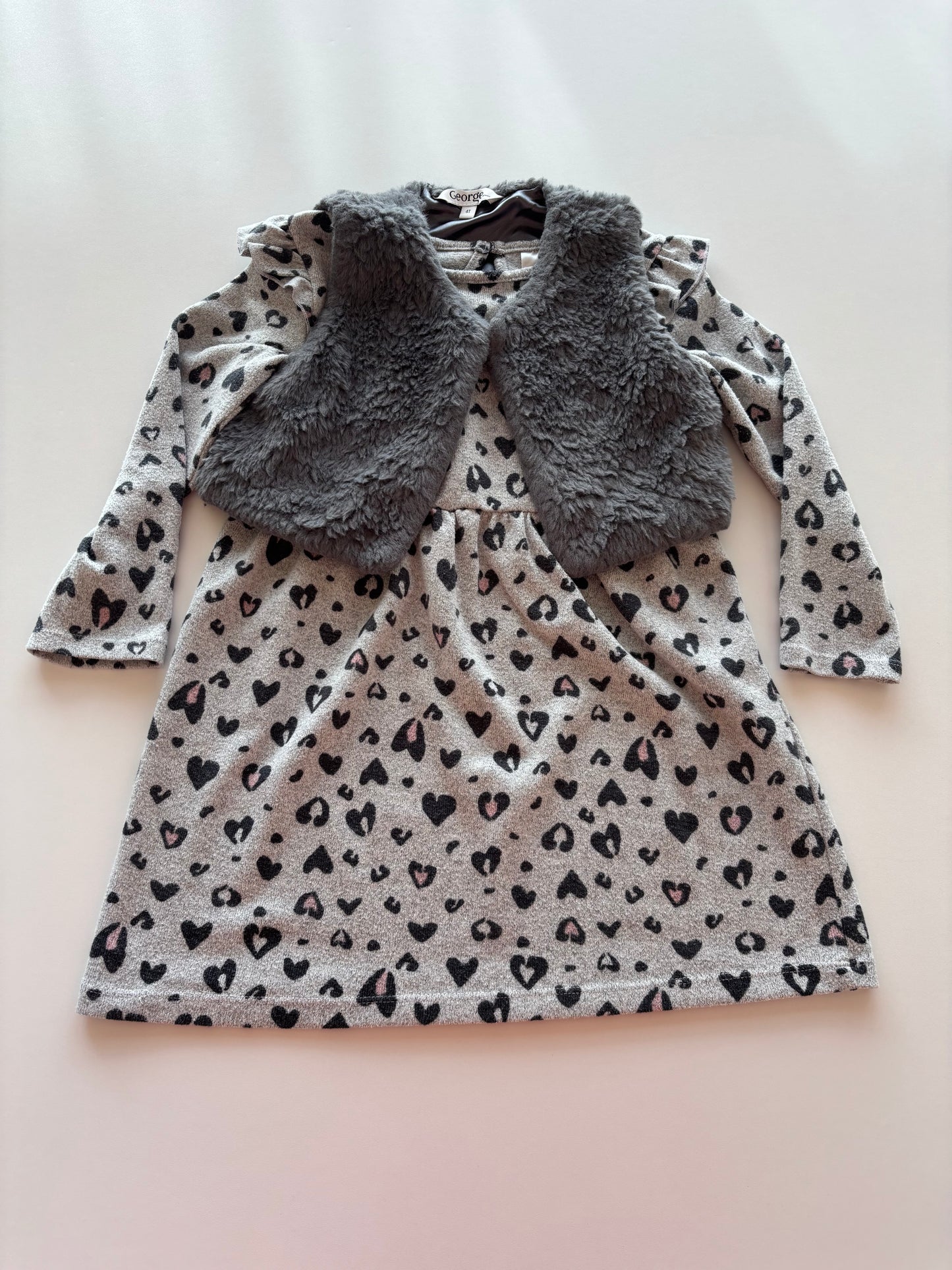 2pc Leopard Heart Dress & Vest