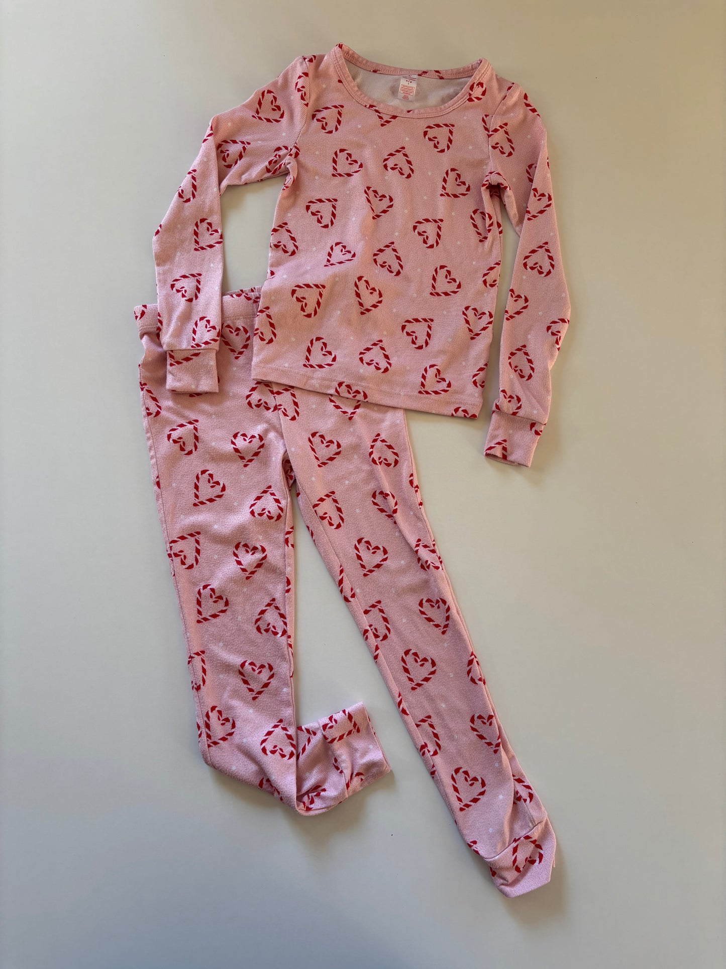 2pc Pink Candy Cane Heart Pajamas